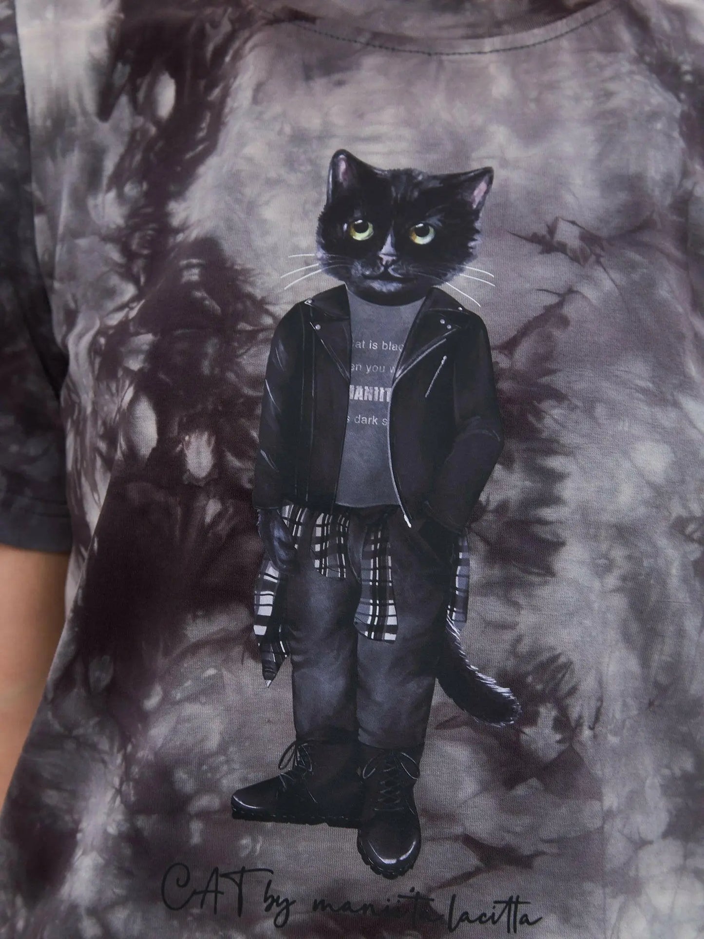 Grey t-shirt rocker cat - Funny Cat T-shirt | For Cat Lovers | CAT by maniita lacitta