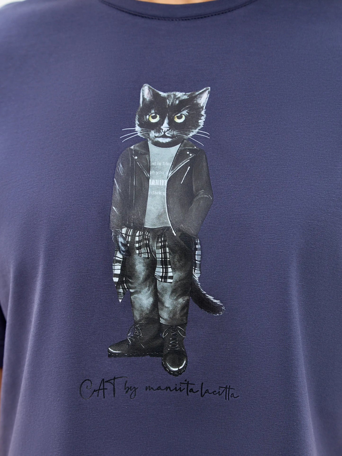 Grey Printed T-shirt ROCKER CAT - T-shirt