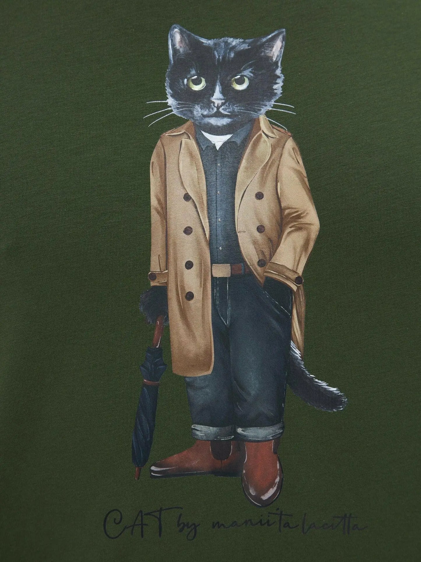 Olive t-shirt trench coat cat - Funny Cat T-shirt | For Cat Lovers | CAT by maniita lacitta