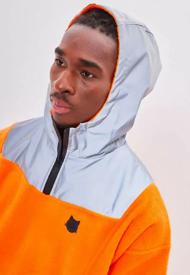 Orange fleece hoodie - Funny Cat Fleece (recycled) | For Cat Lovers | CAT by maniita lacitta