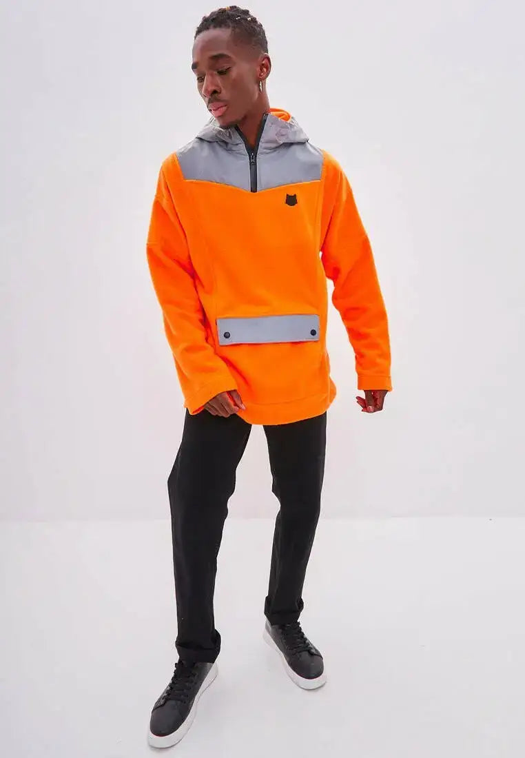 Orange fleece hoodie - Funny Cat Fleece (recycled) | For Cat Lovers | CAT by maniita lacitta