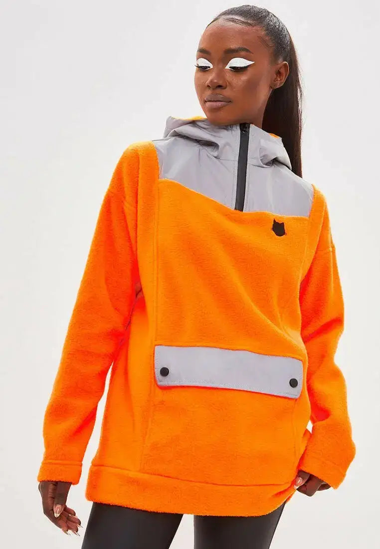 Orange fleece hoodie - Funny Cat Fleece (recycled) | For Cat Lovers | CAT by maniita lacitta