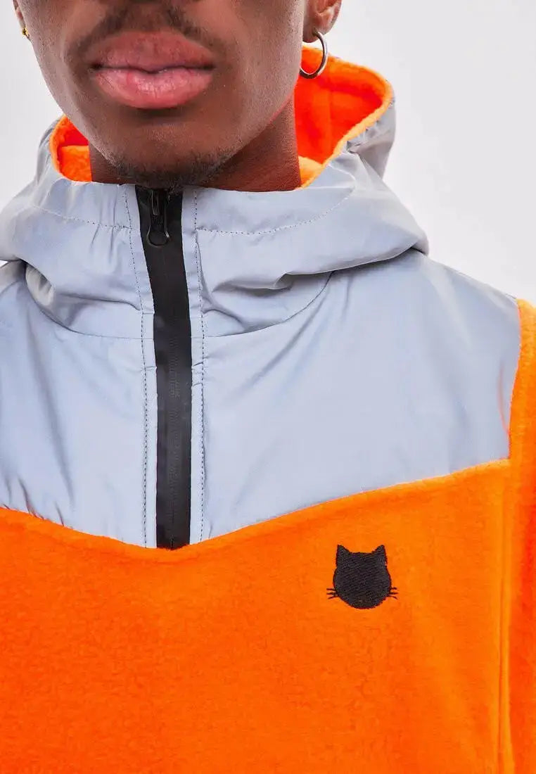 Orange fleece hoodie - Funny Cat Fleece (recycled) | For Cat Lovers | CAT by maniita lacitta
