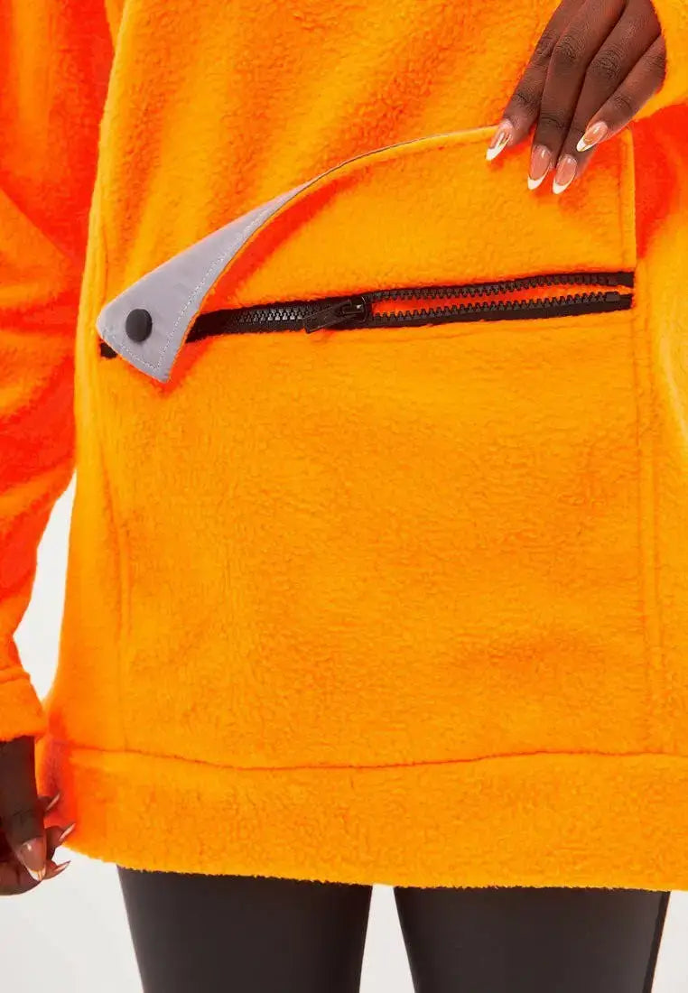 Orange fleece hoodie - Funny Cat Fleece (recycled) | For Cat Lovers | CAT by maniita lacitta