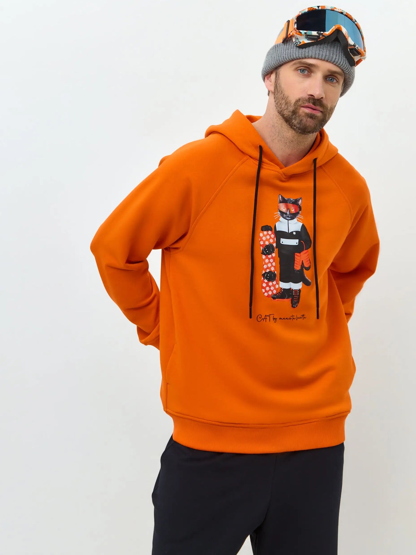 Orange hoodie snowboard cat - Funny Cat Hoodie & sweatshirt | For Cat Lovers | CAT by maniita