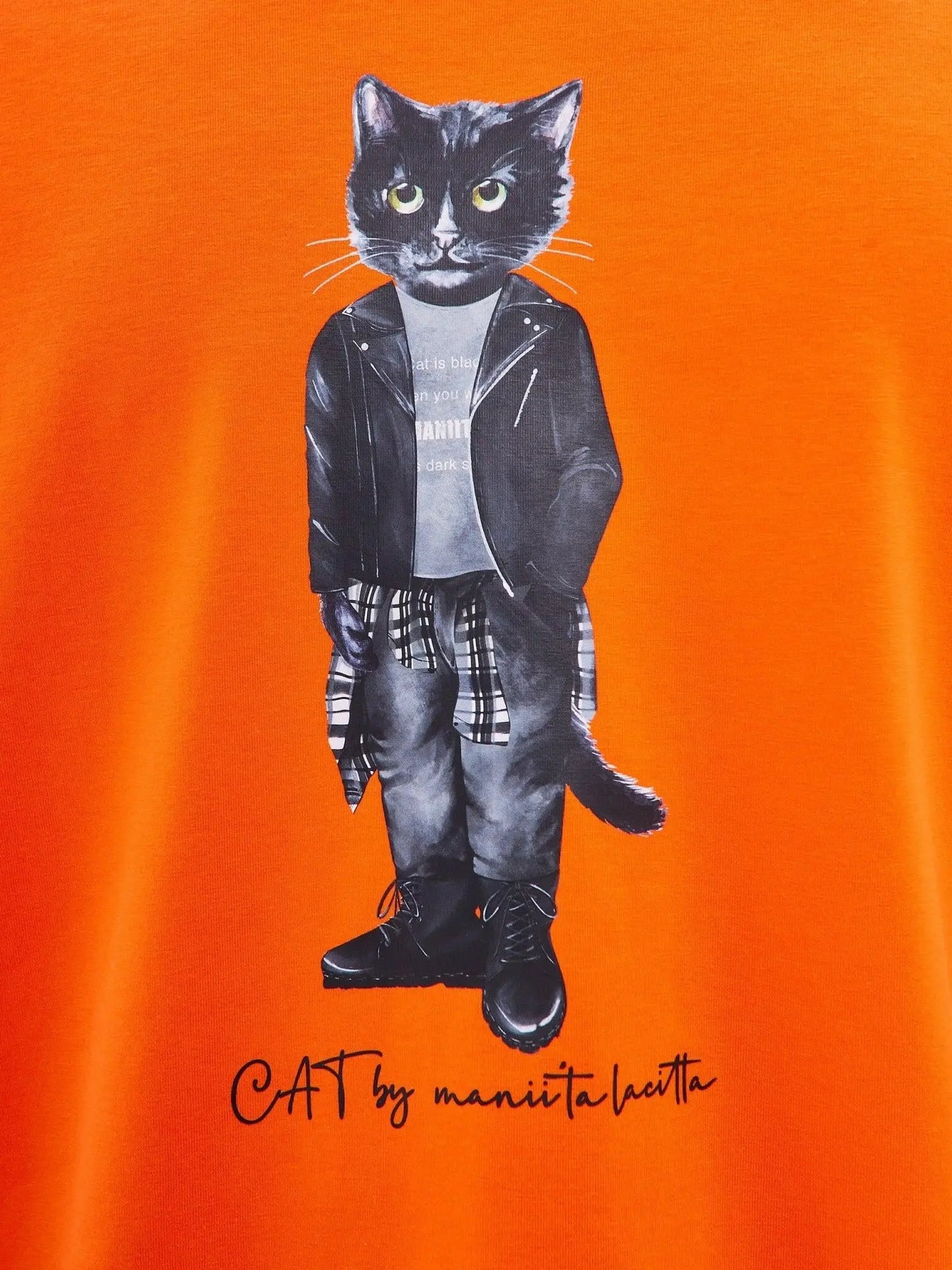 Orange printed t-shirt rocker cat - Funny Cat T-shirt | For Cat Lovers | CAT by maniita lacitta