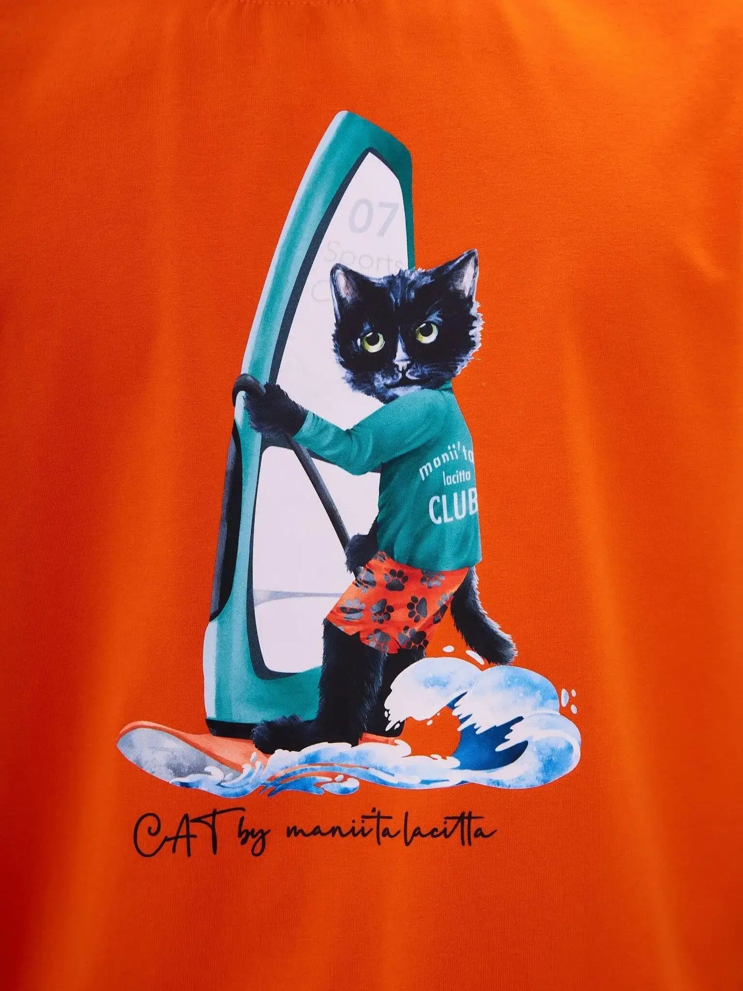Printed T-shirt SURFER CAT - Maniita Lacitta