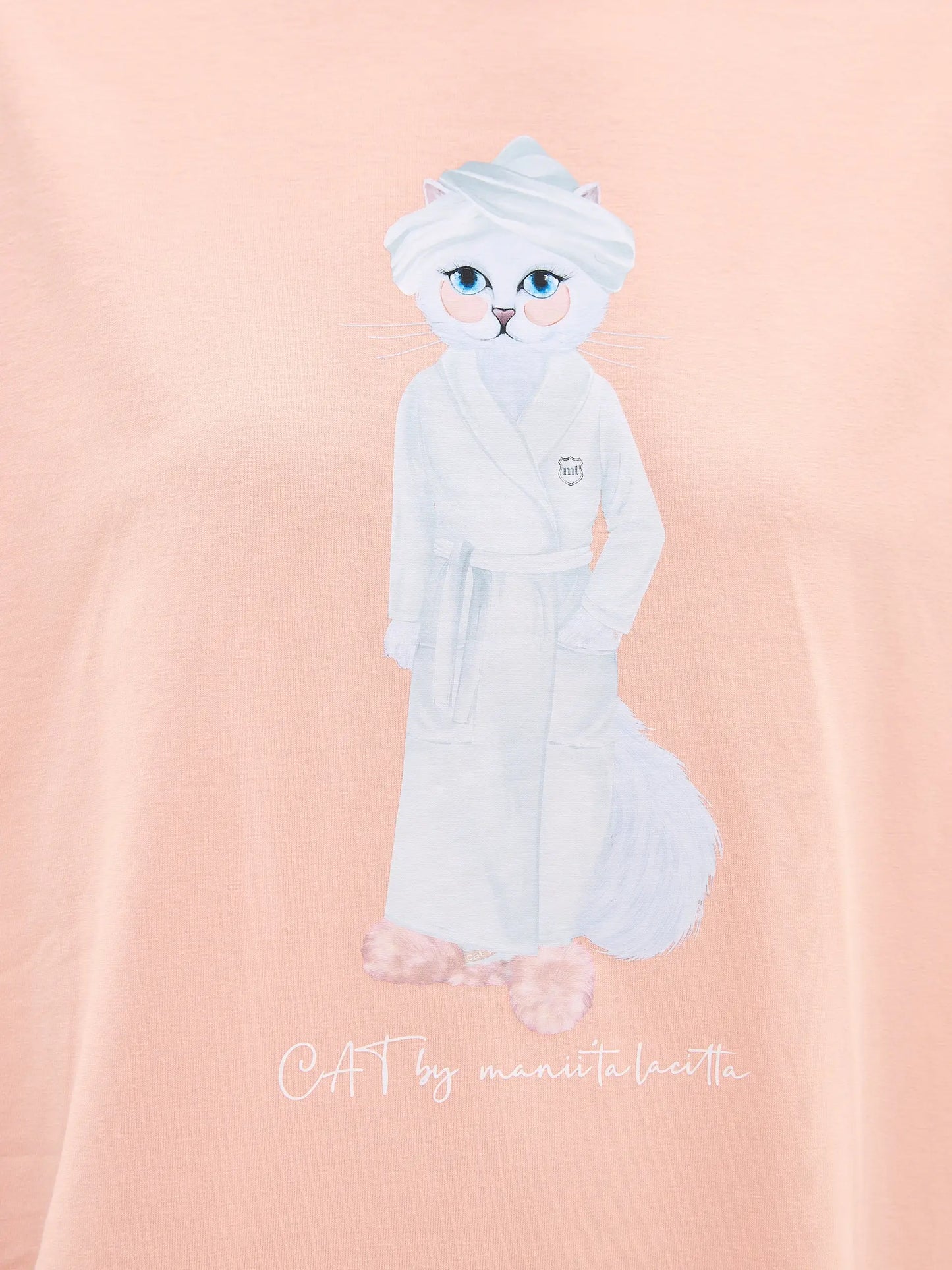 Pink oversized T-shirt SPA CAT - Peach oversized T-shirt SPA CAT print