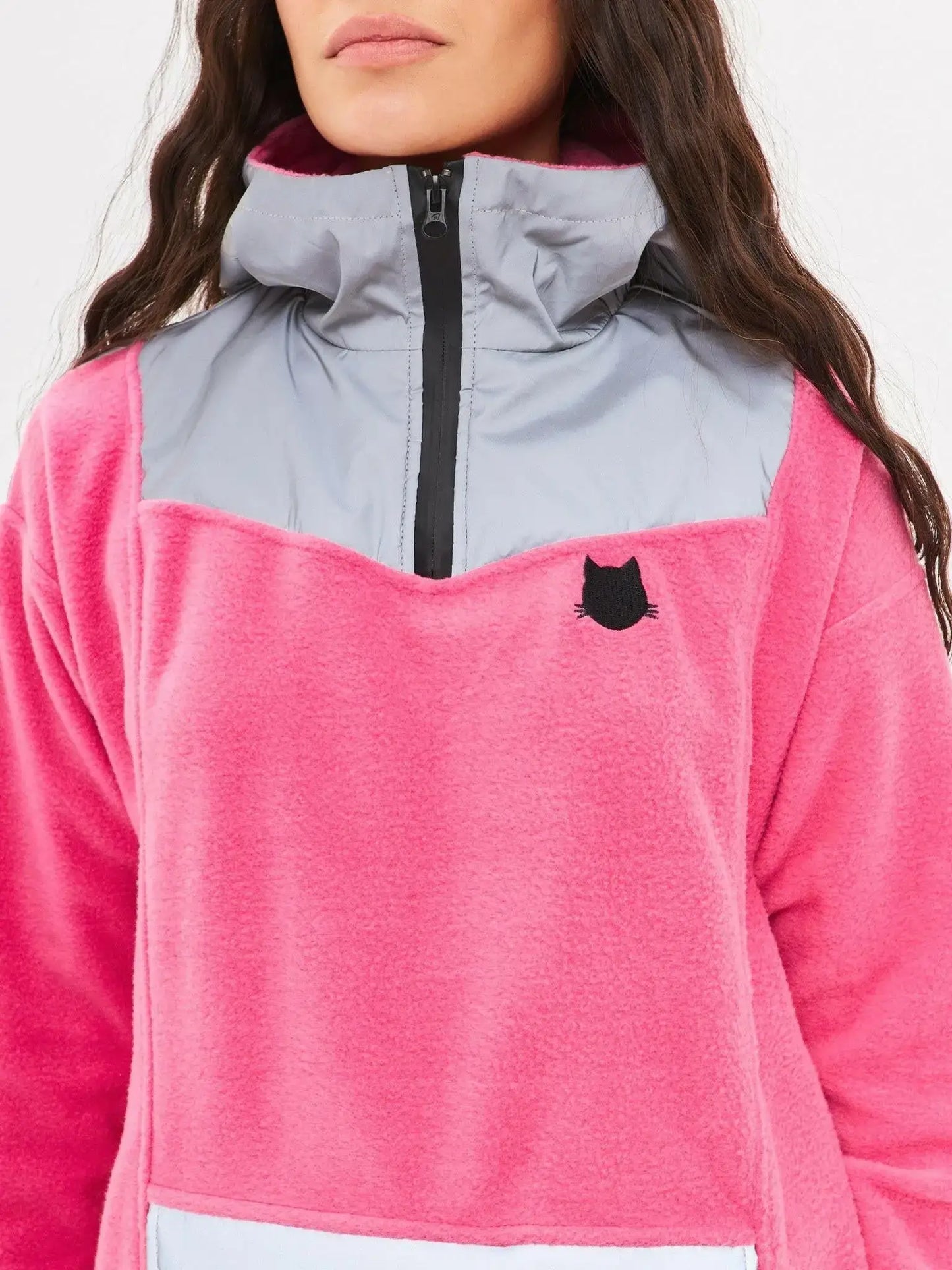 Pink fleece hoodie - Funny Cat Fleece (recycled) | For Cat Lovers | CAT by maniita lacitta