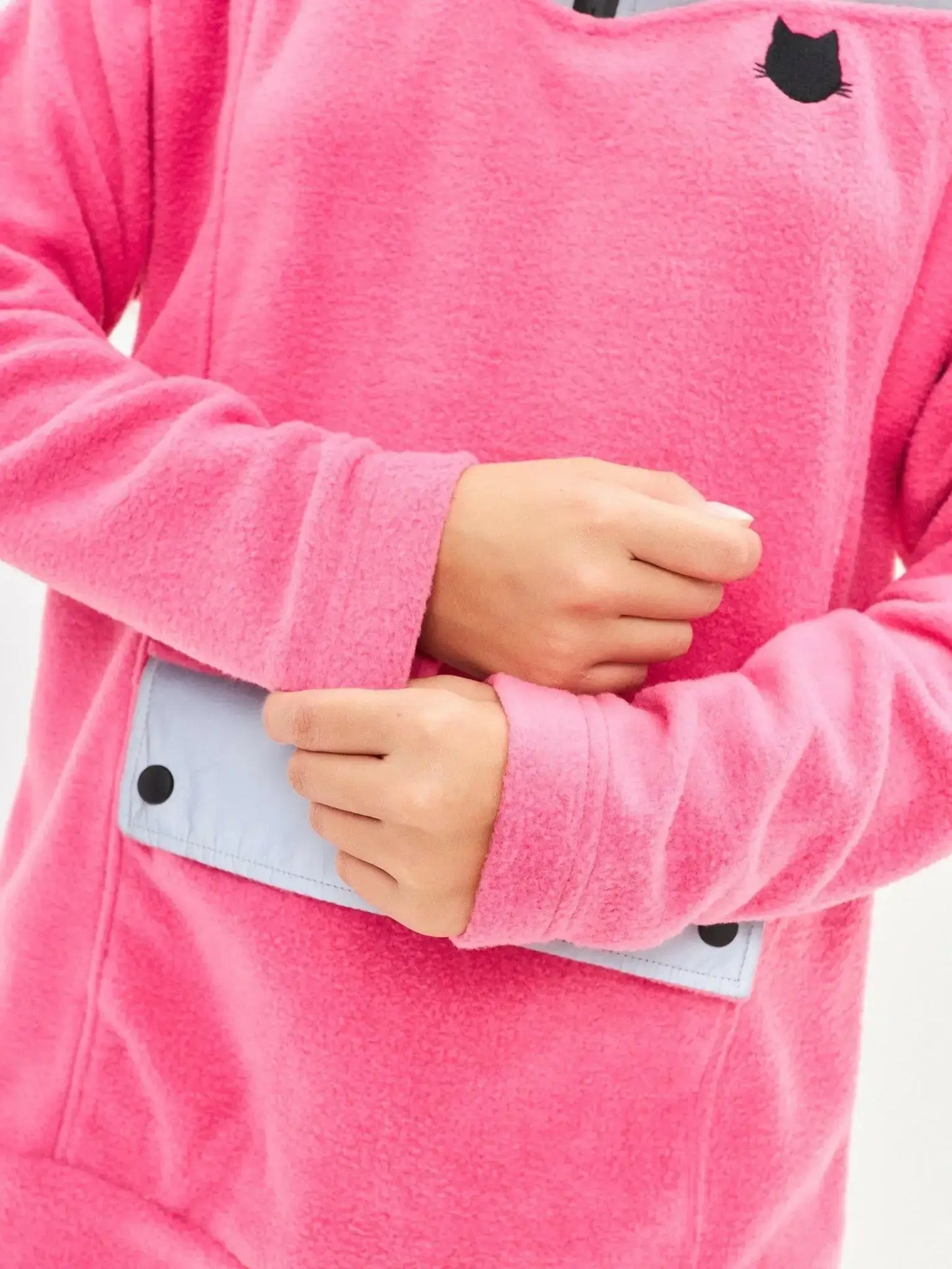 Pink fleece hoodie - Funny Cat Fleece (recycled) | For Cat Lovers | CAT by maniita lacitta
