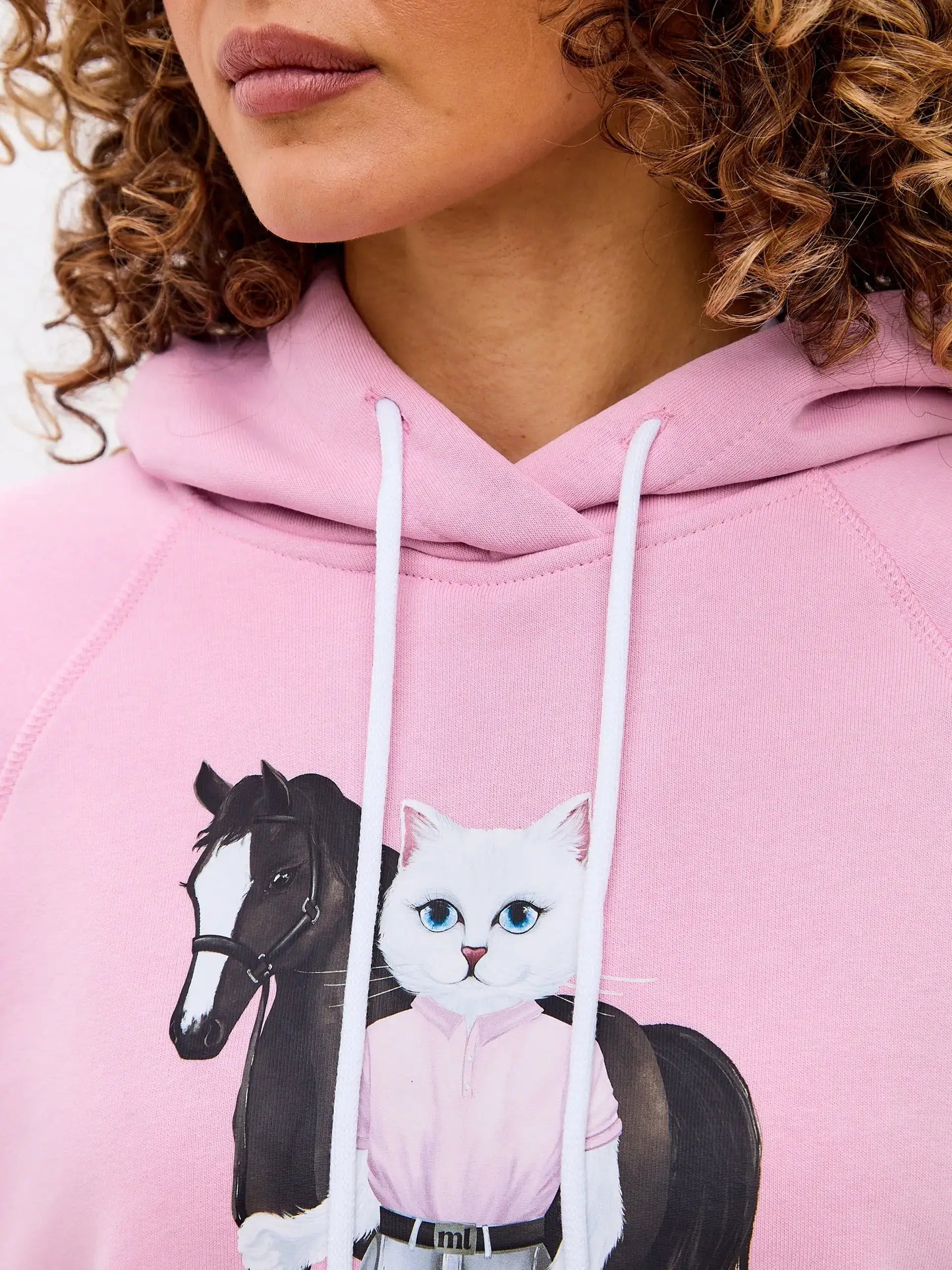 Pink Printed Hoodie WHITE RIDER CAT - Hoodie & sweatshirt