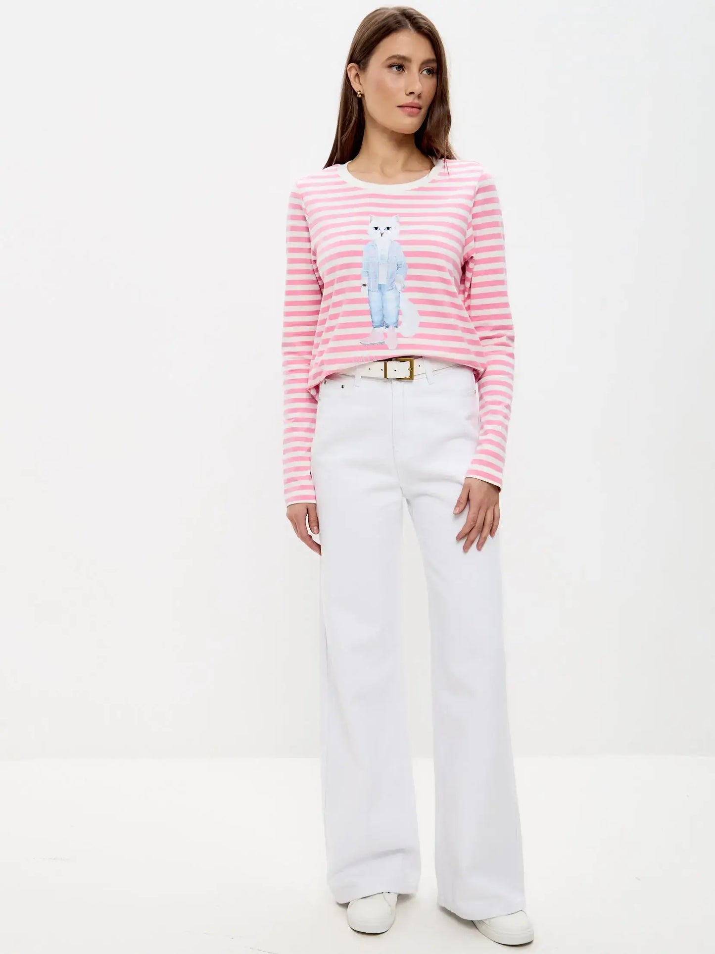 Pink Printed Longsleeve COUNTRY WHITE CAT - Shirt & Striped shirt