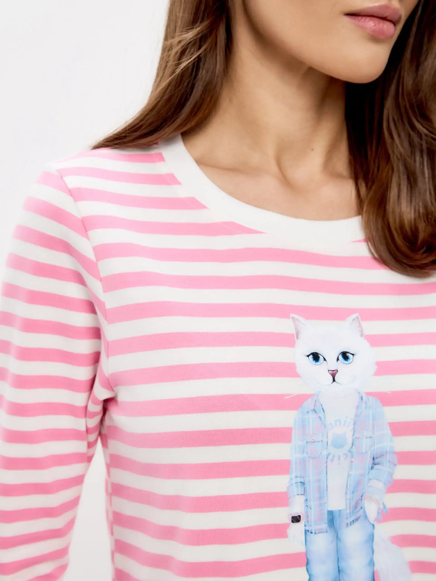 Pink Printed Longsleeve COUNTRY WHITE CAT - Shirt & Striped shirt