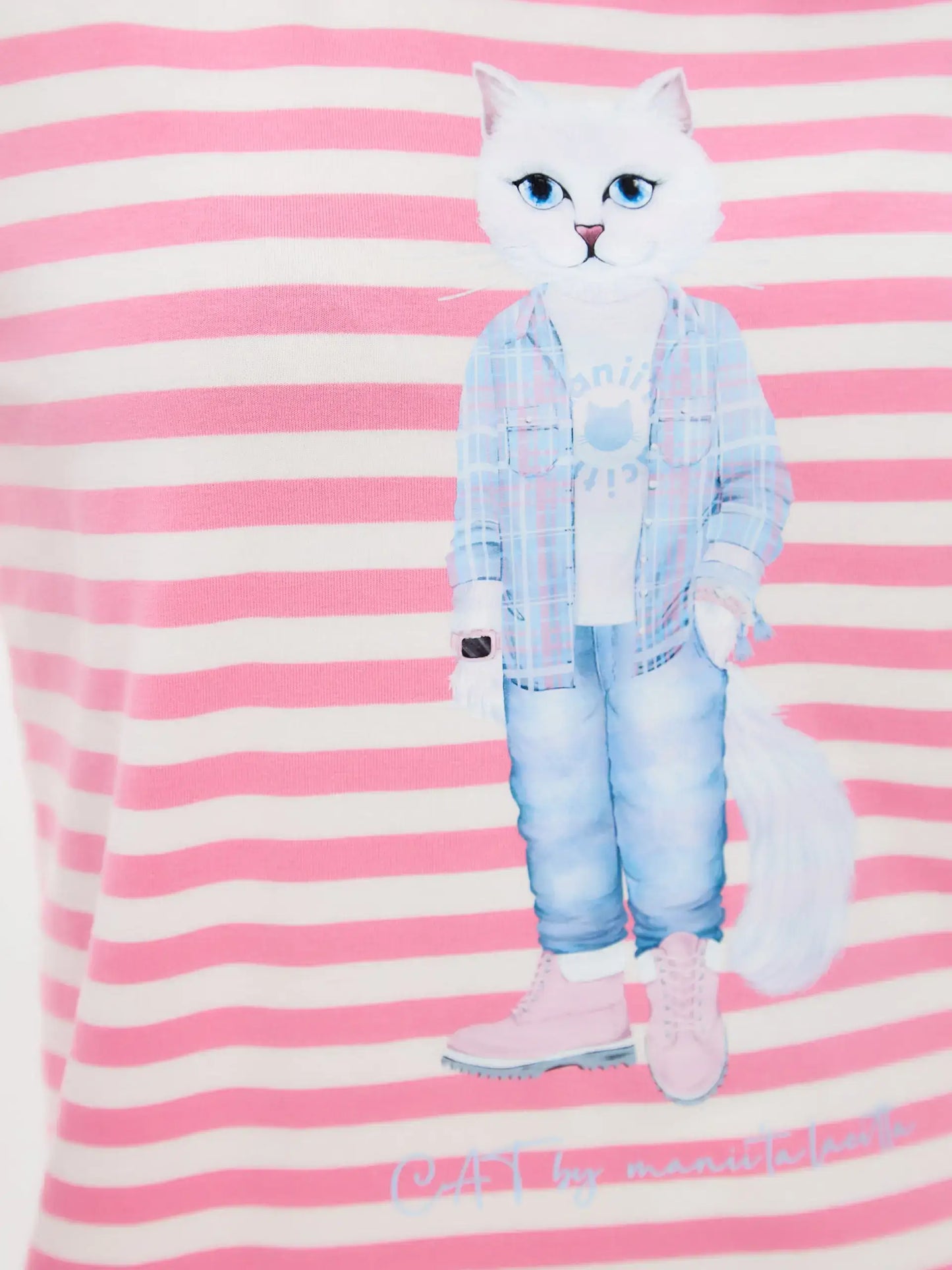 Pink Printed Longsleeve COUNTRY WHITE CAT - Shirt & Striped shirt