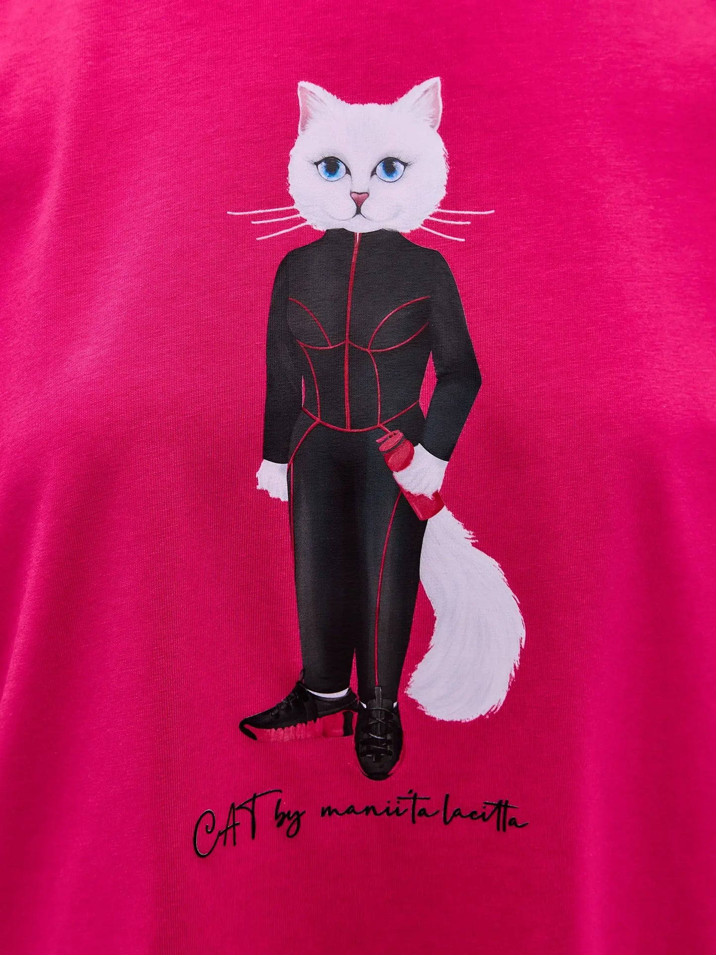 Pink Printed short oversized T-shirt SPORT CAT - T-shirt