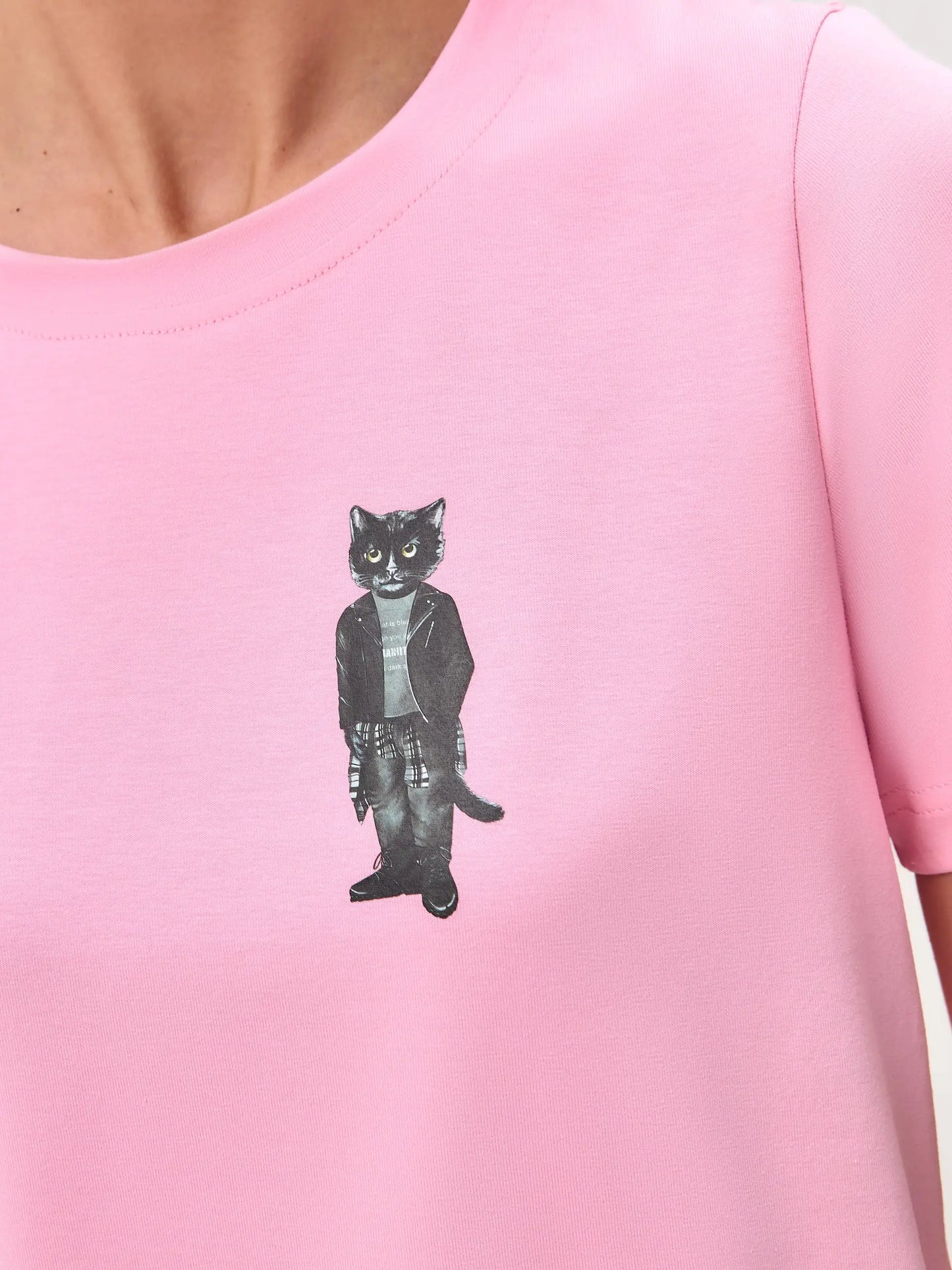 Pink Printed T-shirt ROCKER CAT - T-shirt