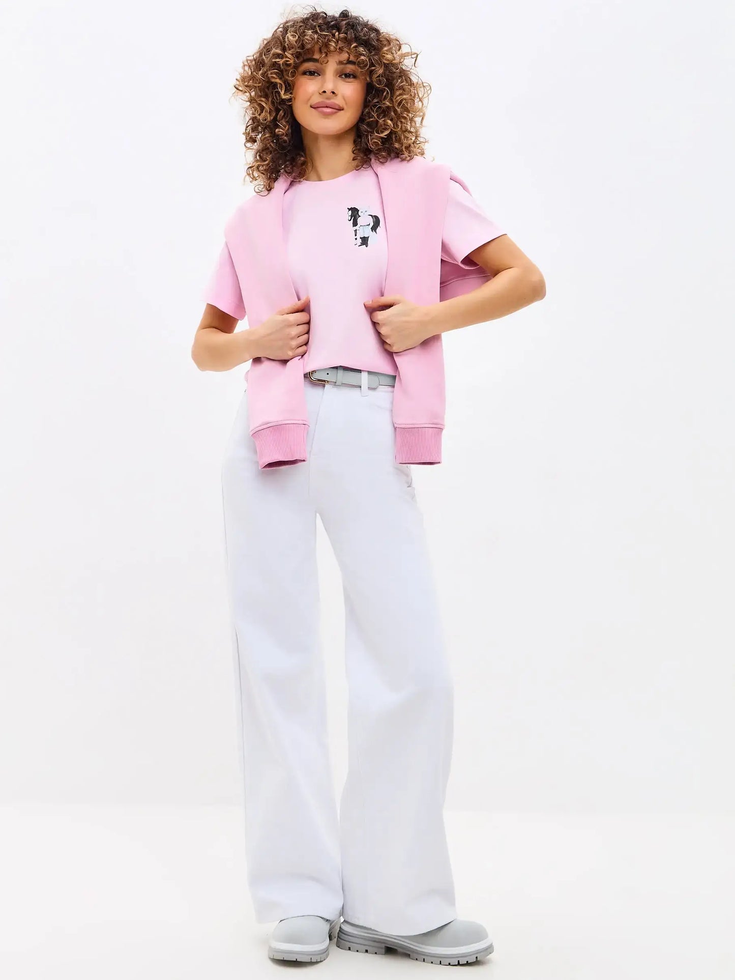 Pink Printed T-shirt WHITE RIDER CAT - T-shirt