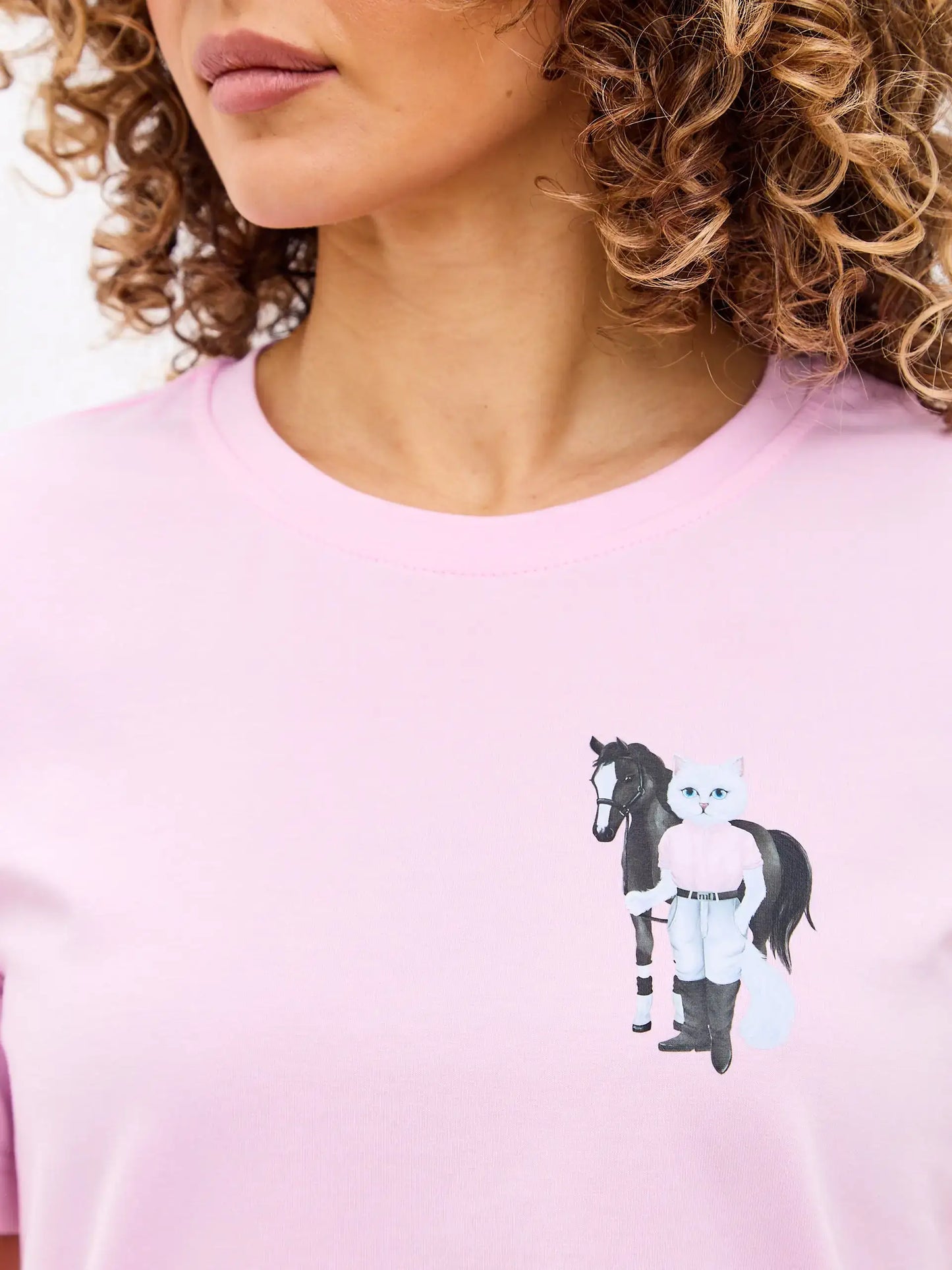 Pink Printed T-shirt WHITE RIDER CAT - T-shirt