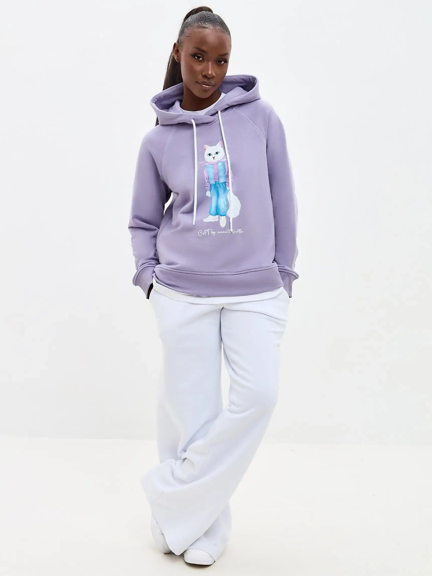 Purple Printed Hoodie WHITE COUNTRY CAT - Hoodie & sweatshirt