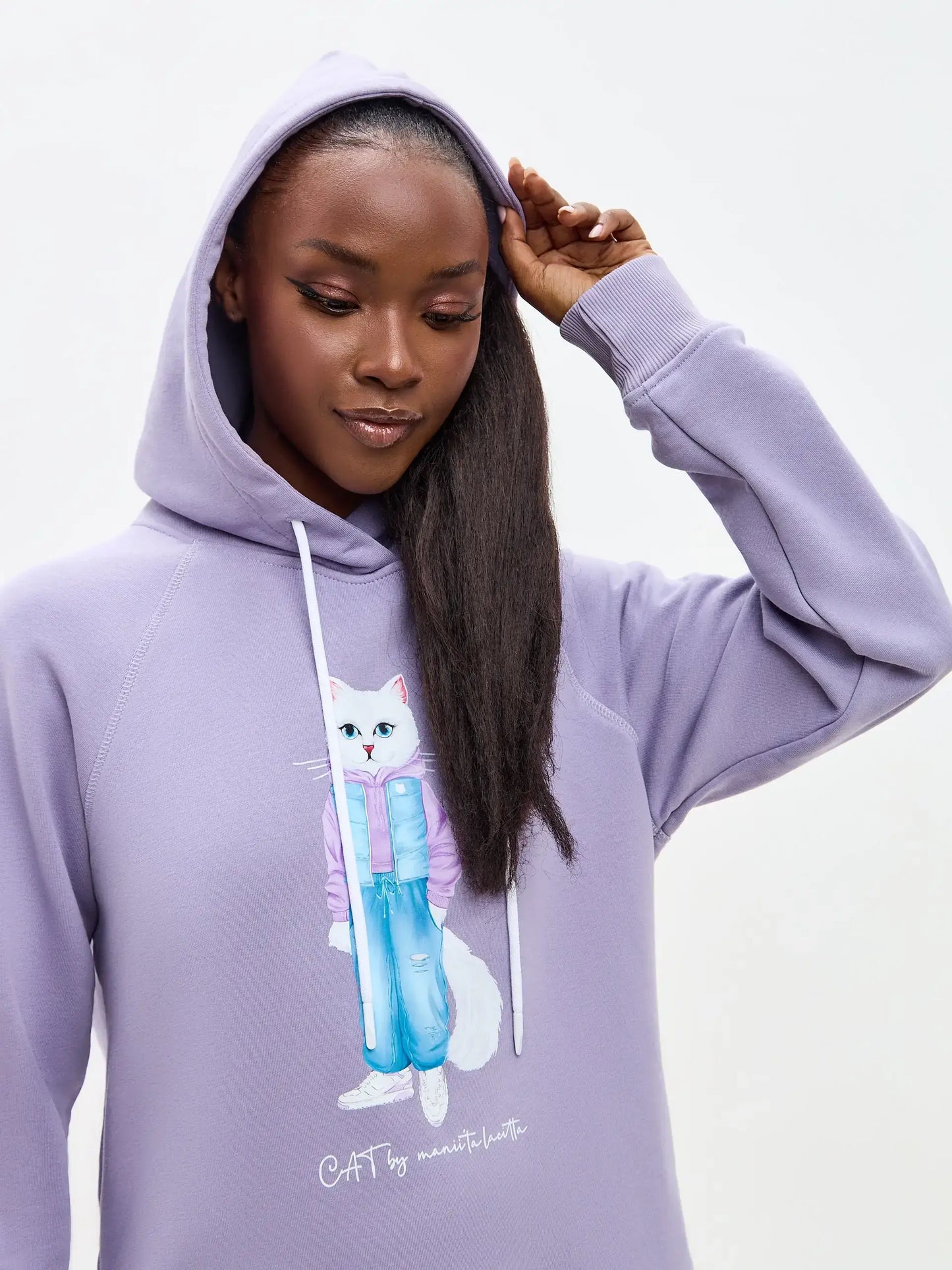 Purple Printed Hoodie WHITE COUNTRY CAT - Hoodie & sweatshirt