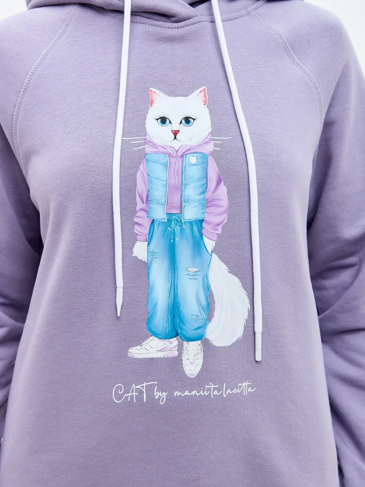 Purple Printed Hoodie WHITE COUNTRY CAT - Hoodie & sweatshirt