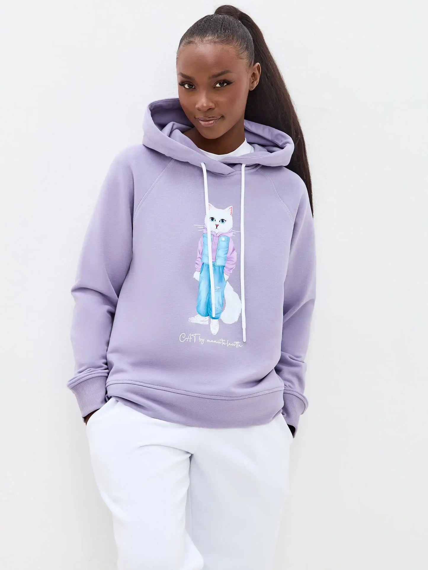 Purple hoodie white country cat - Funny Cat Hoodie & sweatshirt | For Cat Lovers | CAT by maniita