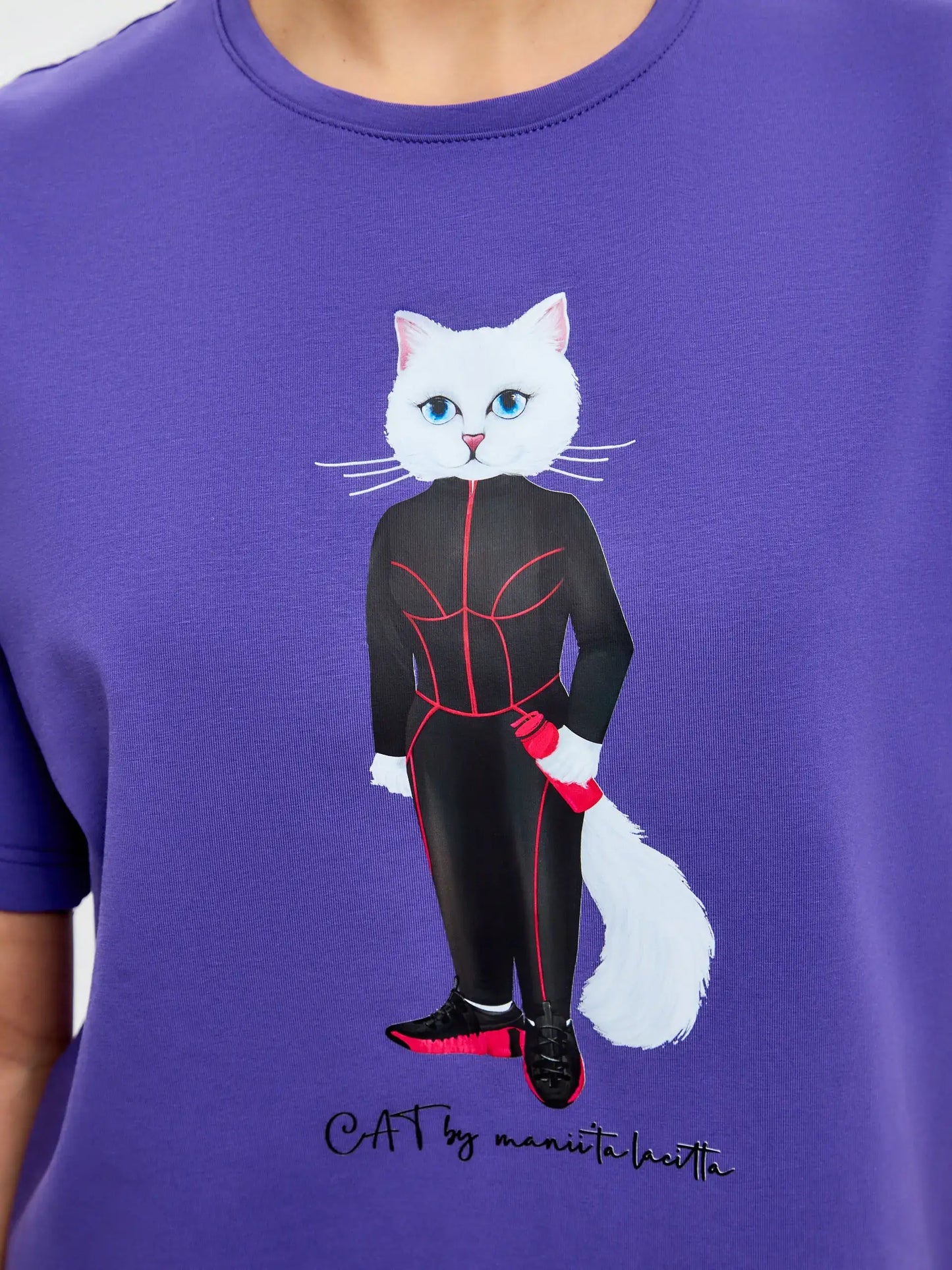 Purple Printed oversized T-shirt SPORT CAT - T-shirt