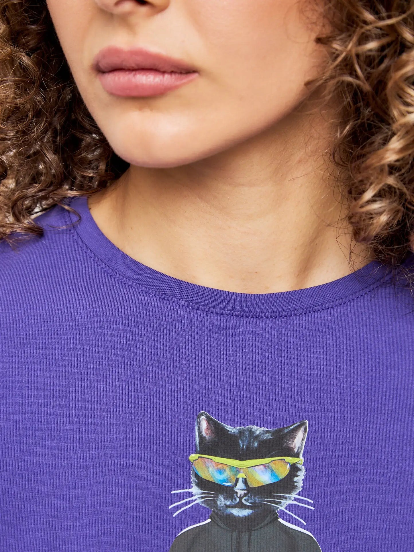 Purple Printed short oversized T-shirt SPORT CAT - T-shirt