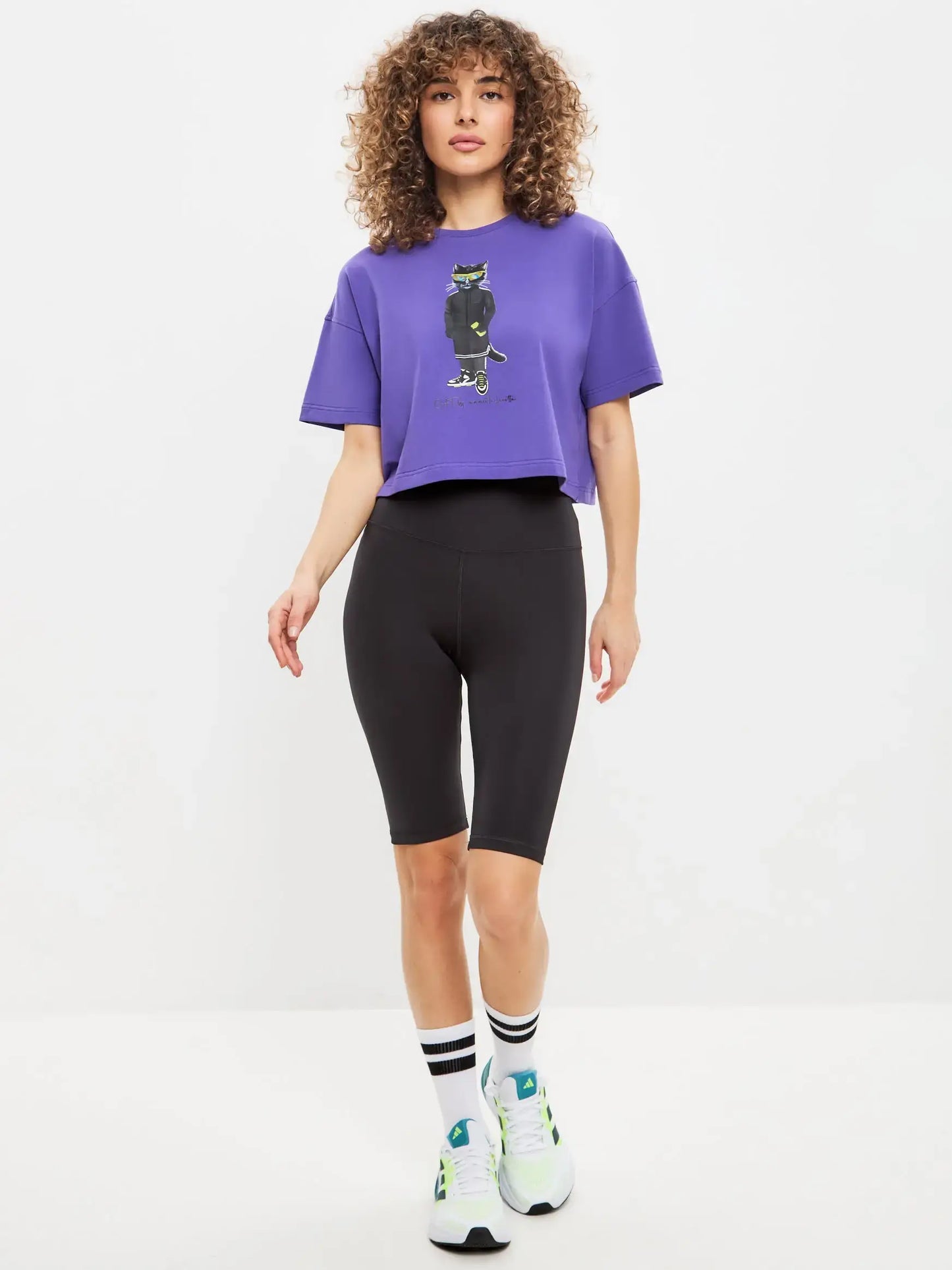 Purple Printed short oversized T-shirt SPORT CAT - T-shirt