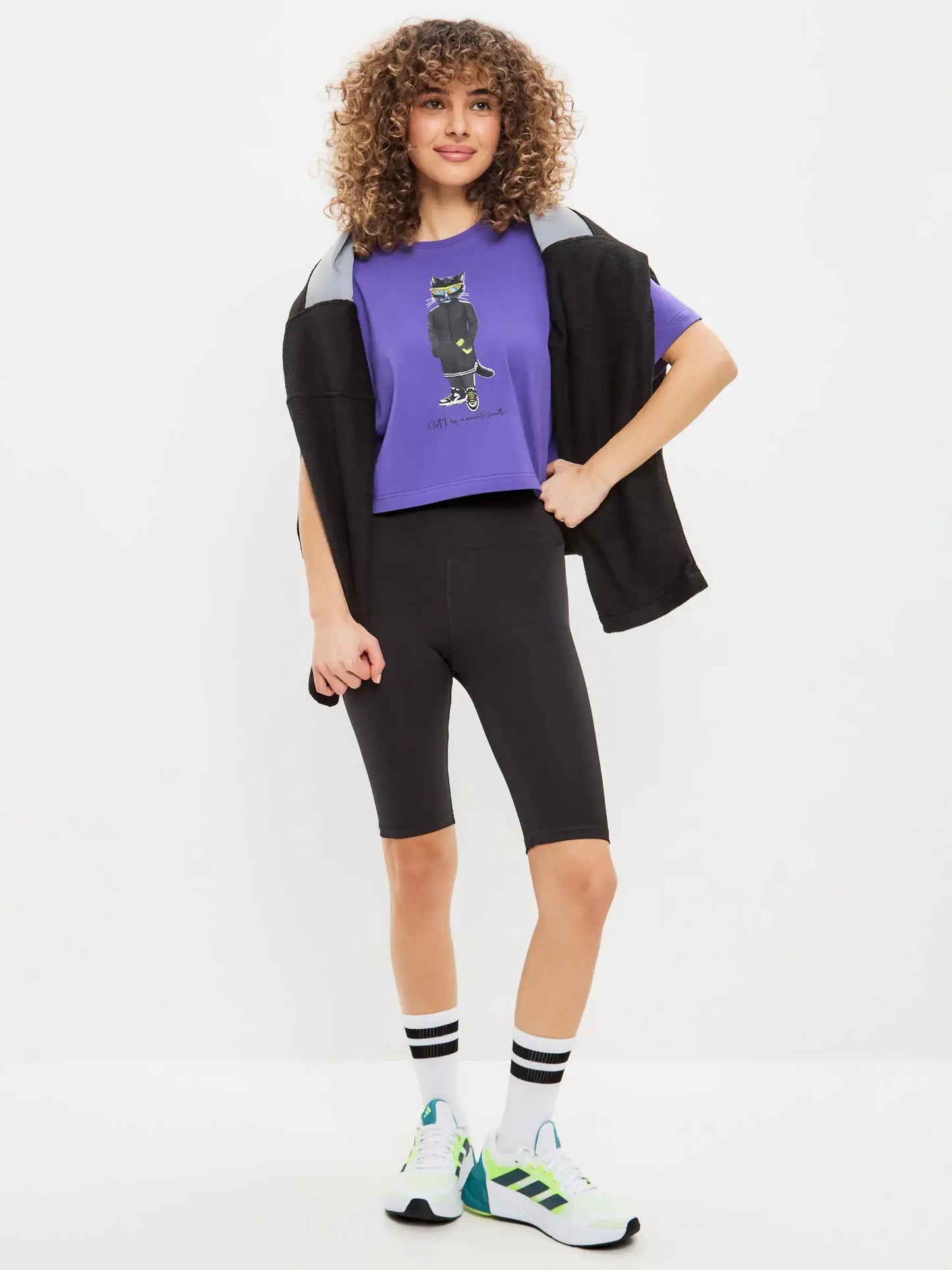 Purple Printed short oversized T-shirt SPORT CAT - T-shirt