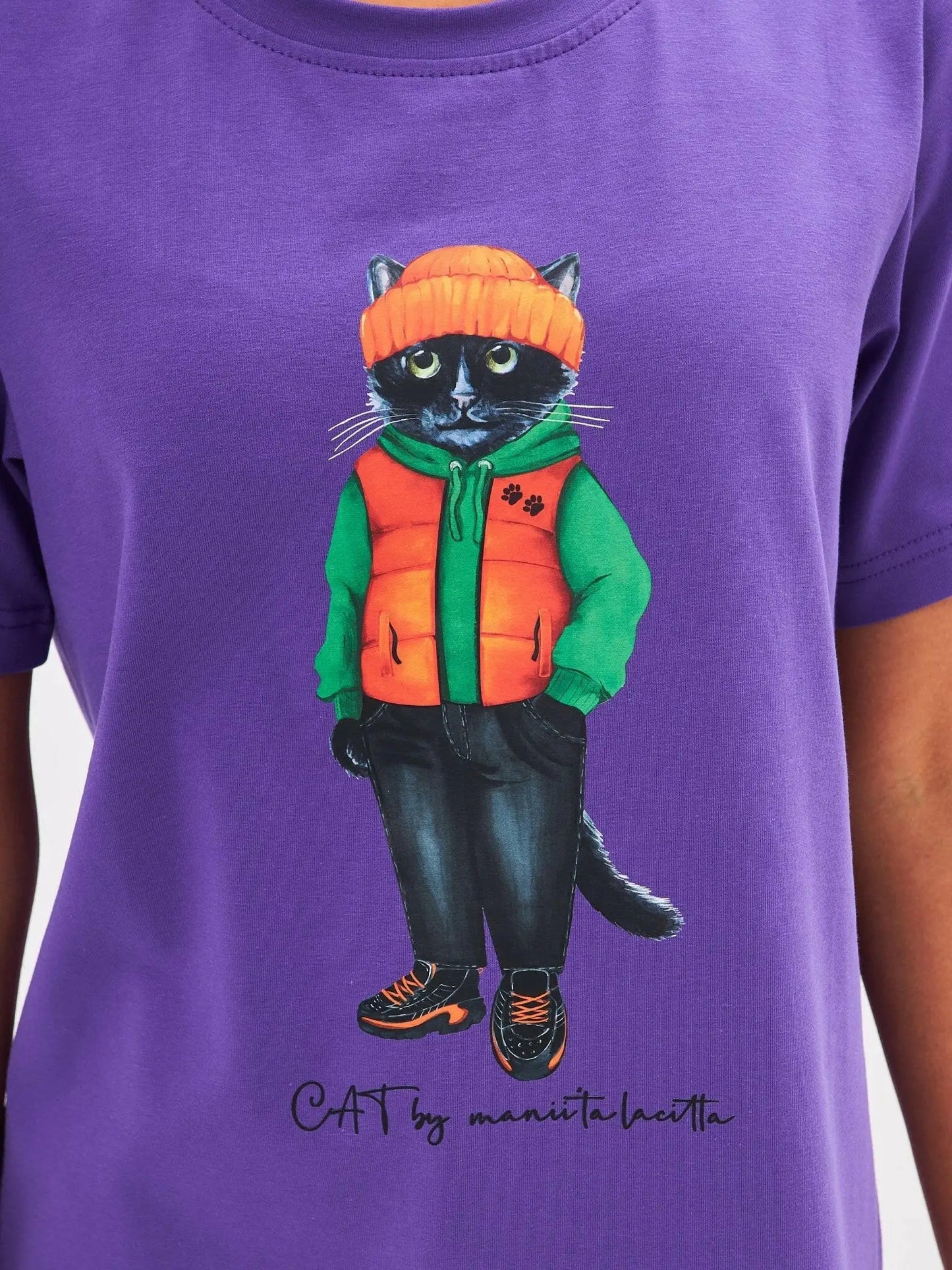 Purple t-shirt hoodie cat - Funny Cat T-shirt | For Cat Lovers | CAT by maniita lacitta