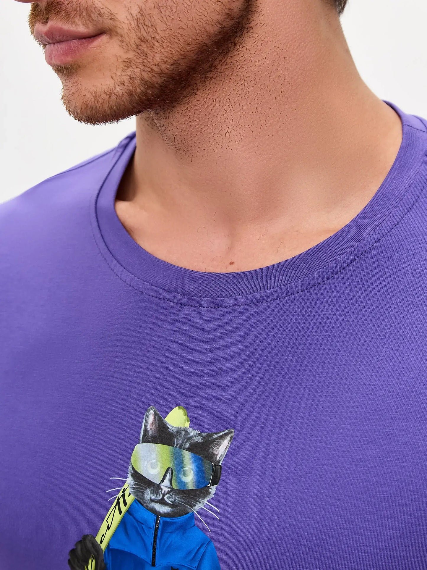 Purple Printed T-shirt SKI CAT - T-shirt