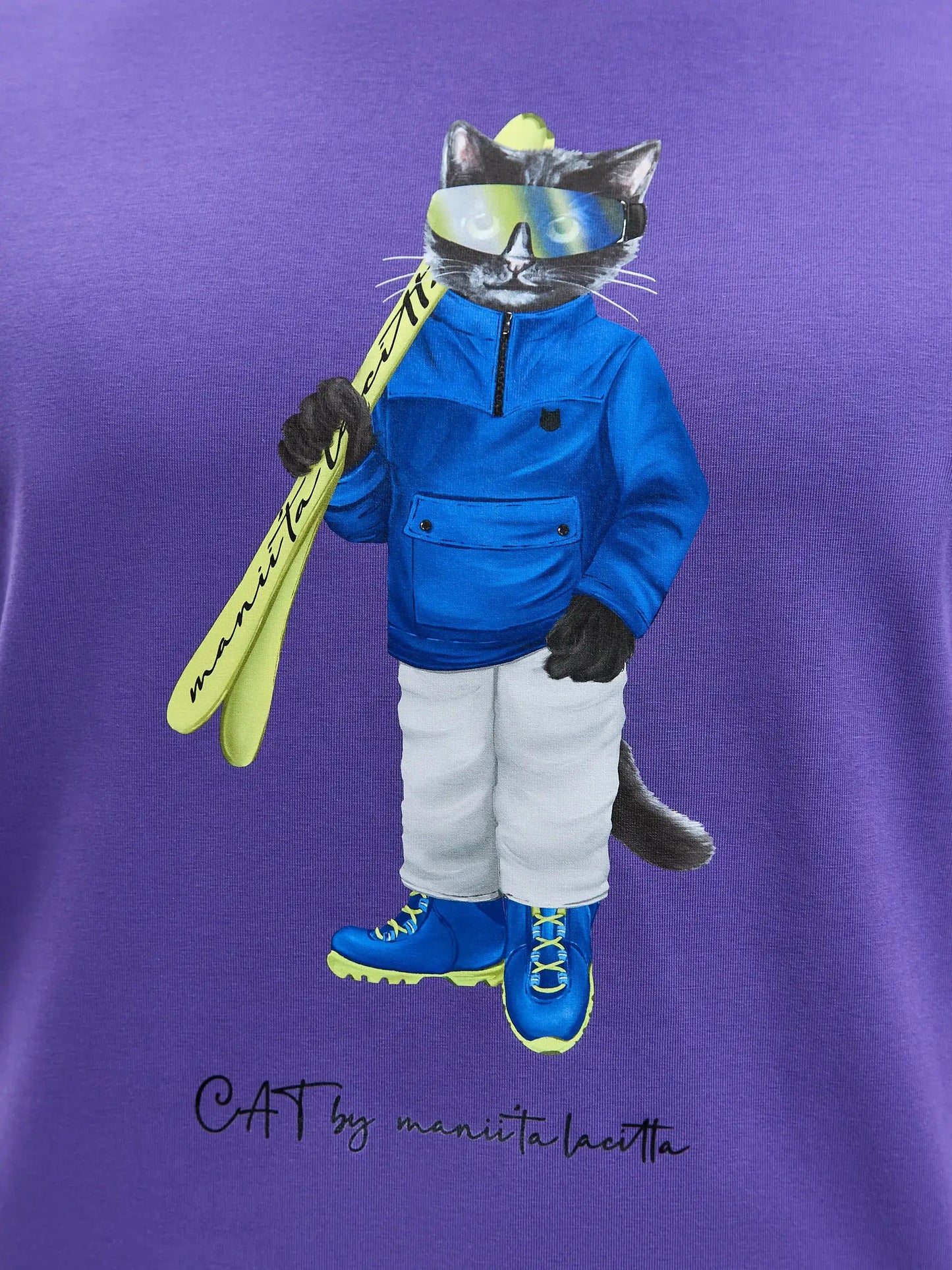 Purple Printed T-shirt SKI CAT - T-shirt