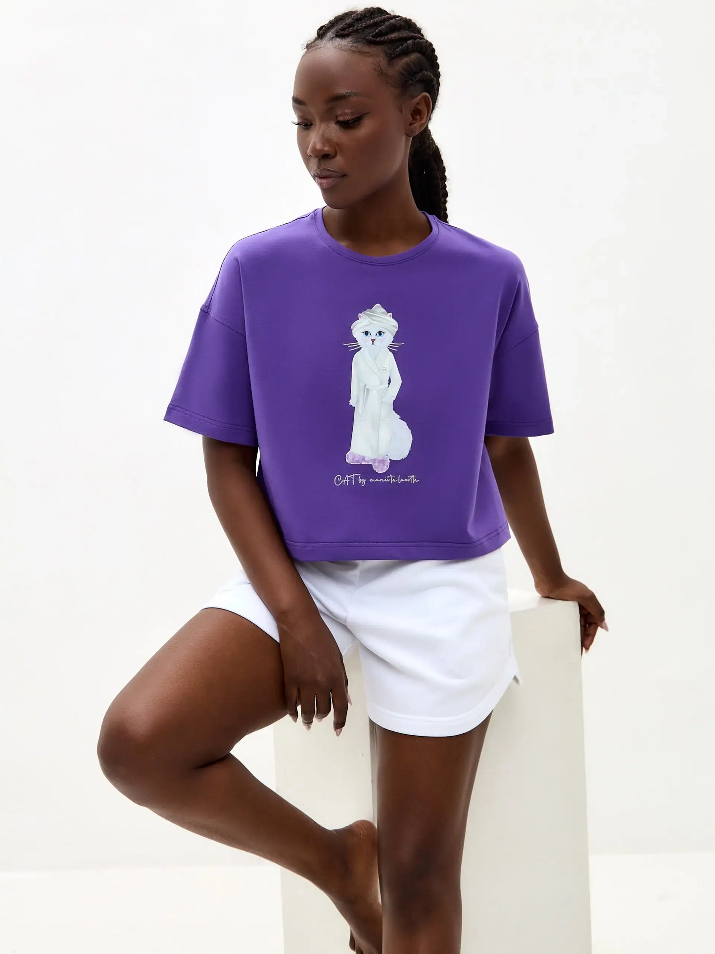 Purple Printed T-shirt SPA CAT - Loungewear