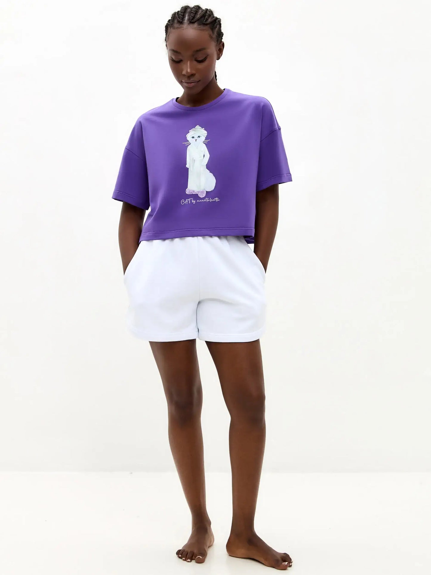 Purple Printed T-shirt SPA CAT - Loungewear
