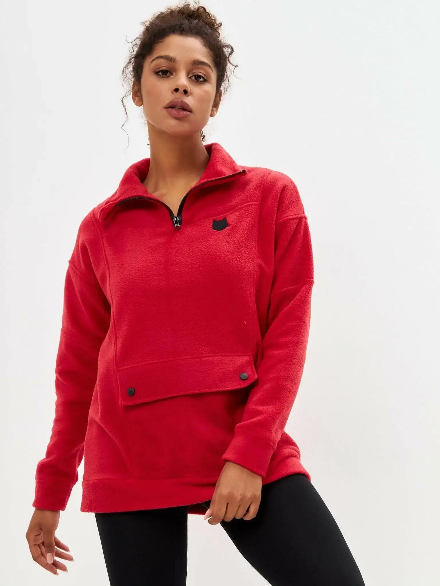 Red fleece sweatshirt - Funny Cat Fleece (recycled) | For Cat Lovers | CAT by maniita lacitta