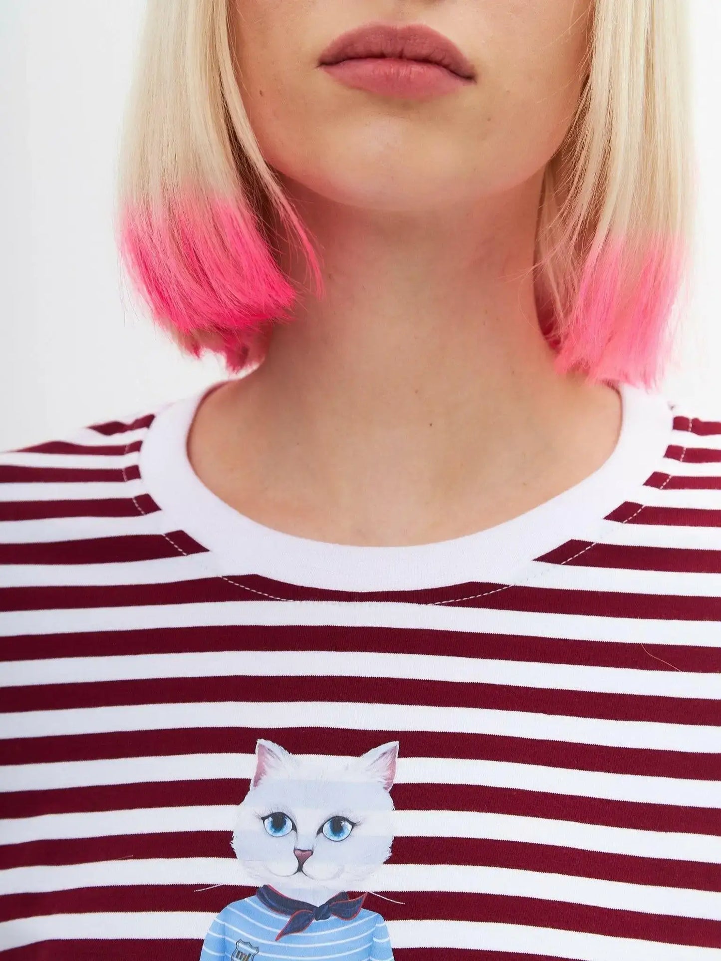 Red longsleeve mariner cat - Funny Cat Shirt & Striped shirt | For Cat Lovers | CAT by maniita