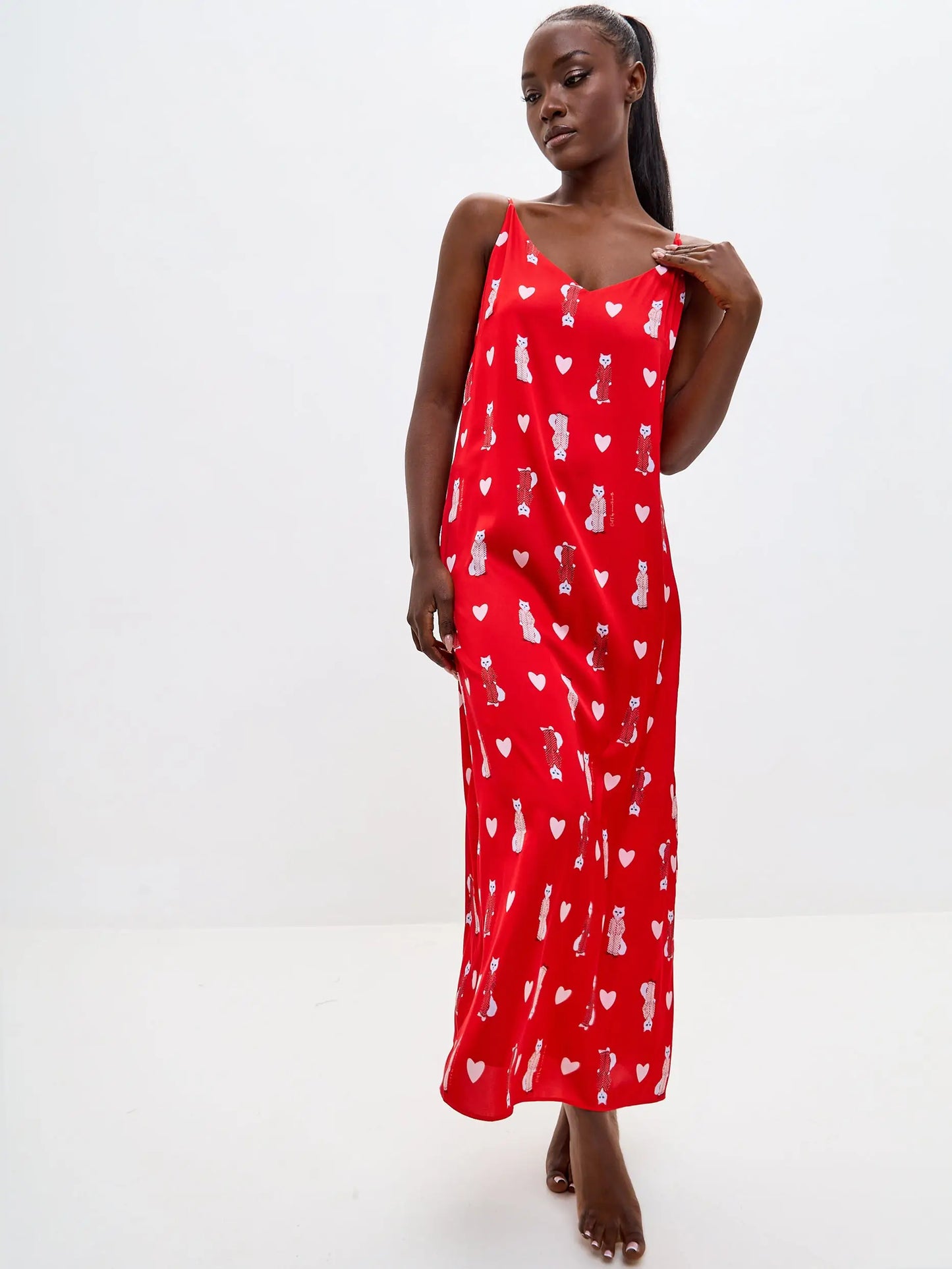 Red silk loungewear - Funny Cat Loungewear | For Cat Lovers | CAT by maniita lacitta