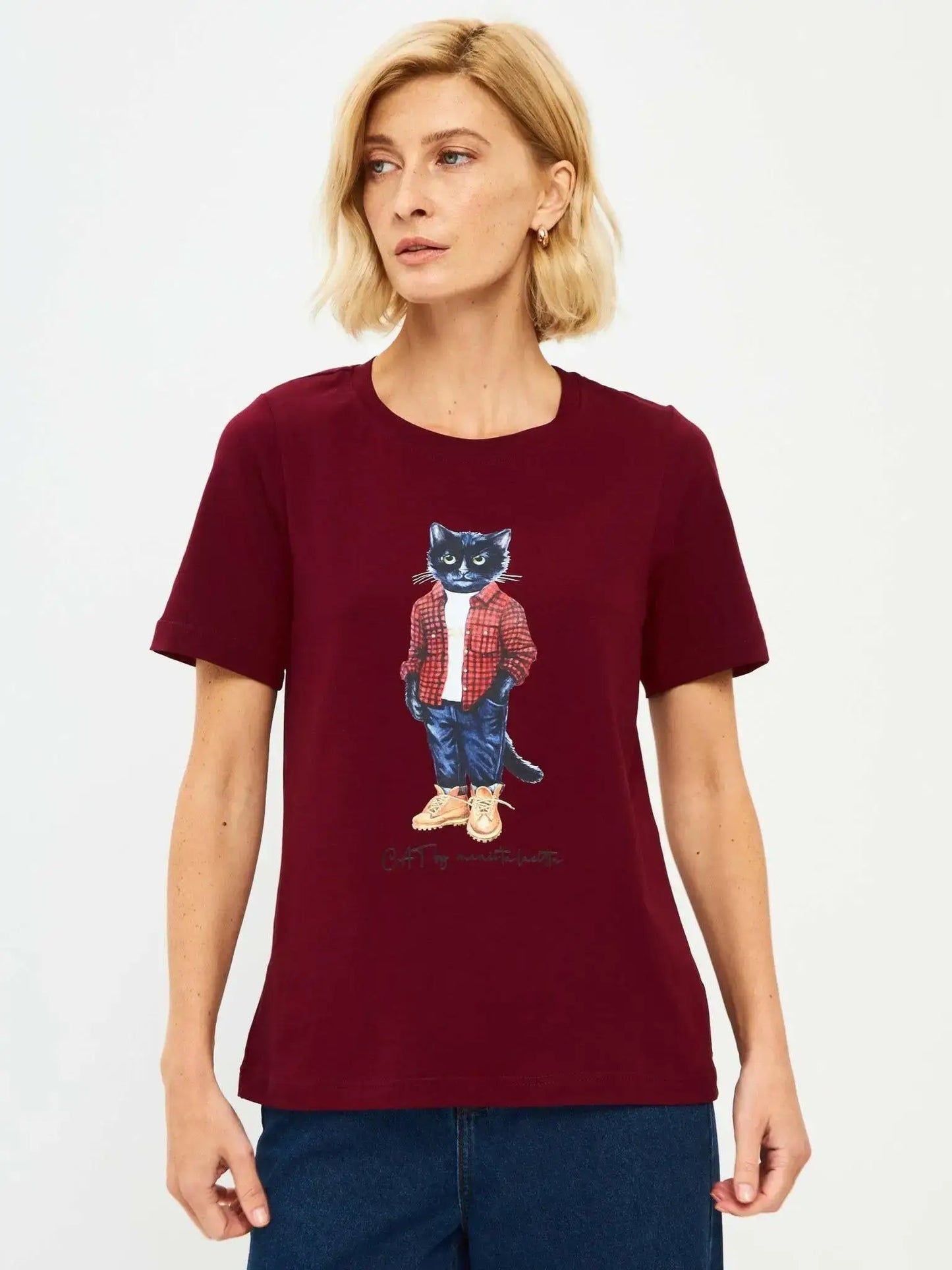 Red t-shirt country cat - Funny Cat T-shirt | For Cat Lovers | CAT by maniita lacitta