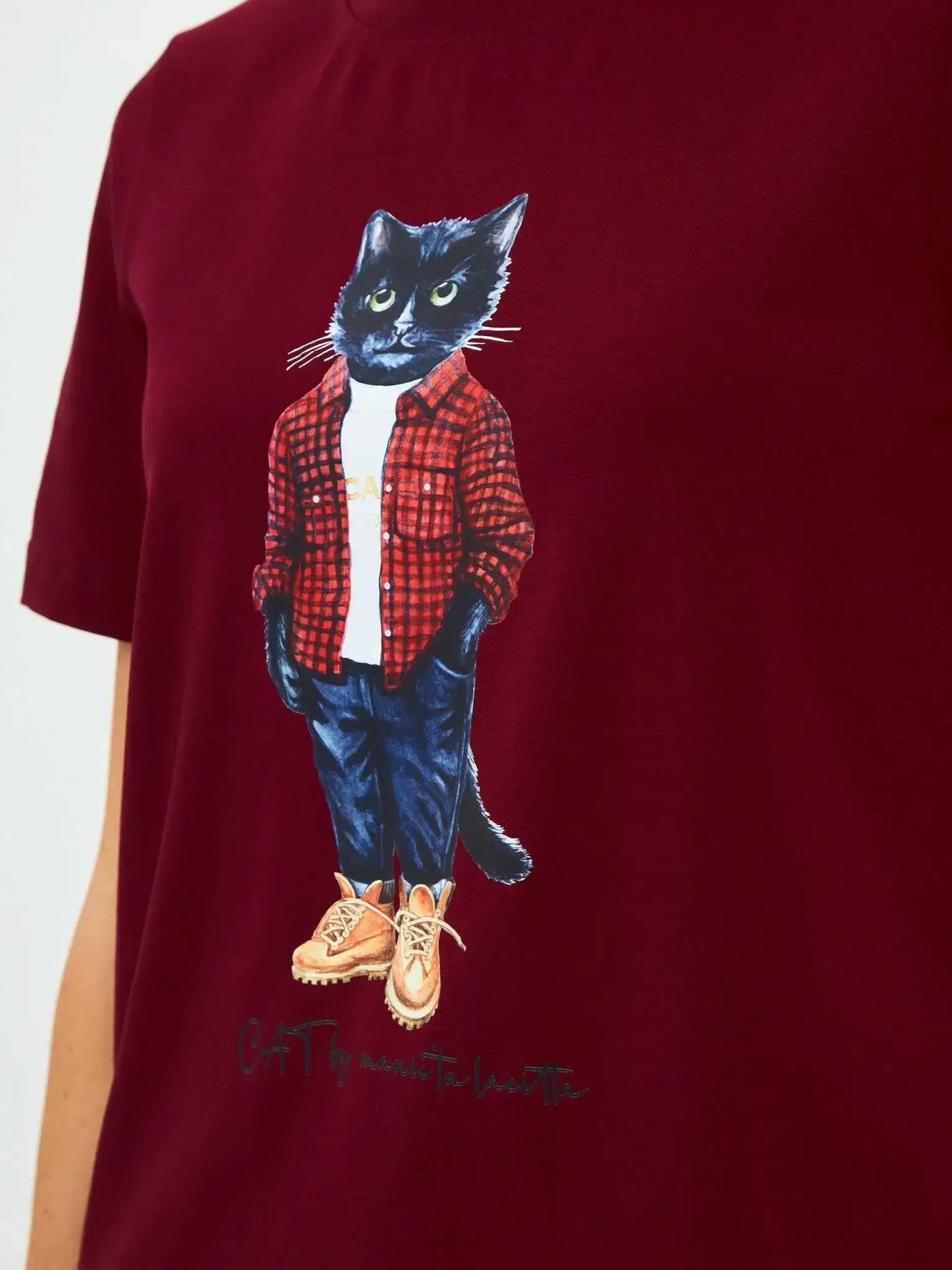Red t-shirt country cat - Funny Cat T-shirt | For Cat Lovers | CAT by maniita lacitta