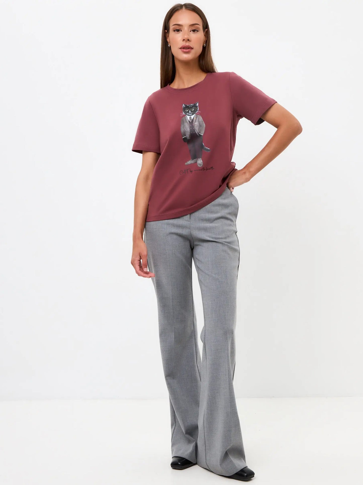 Red Printed T-shirt PROFESSOR CAT - T-shirt