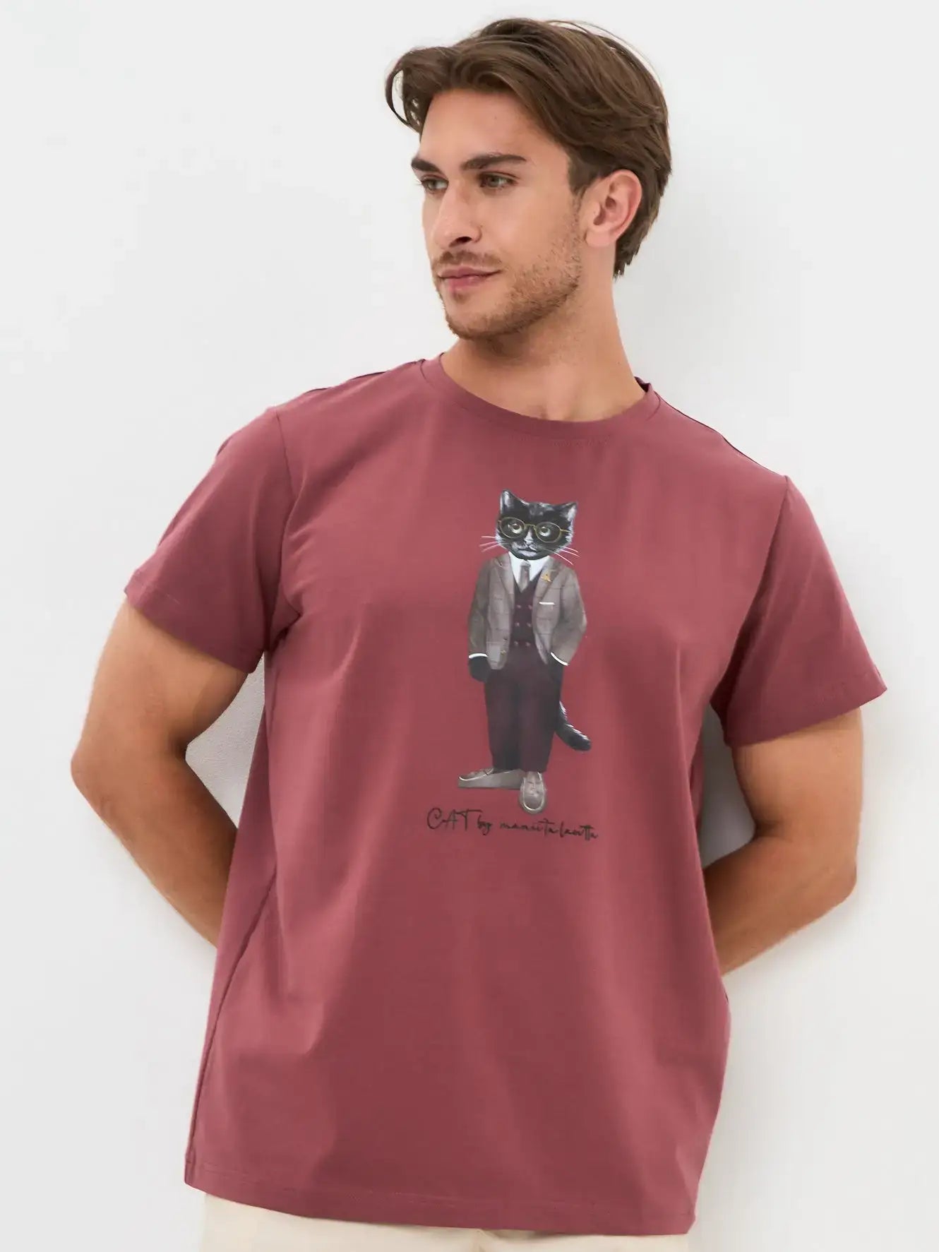 Red Printed T-shirt PROFESSOR CAT - T-shirt