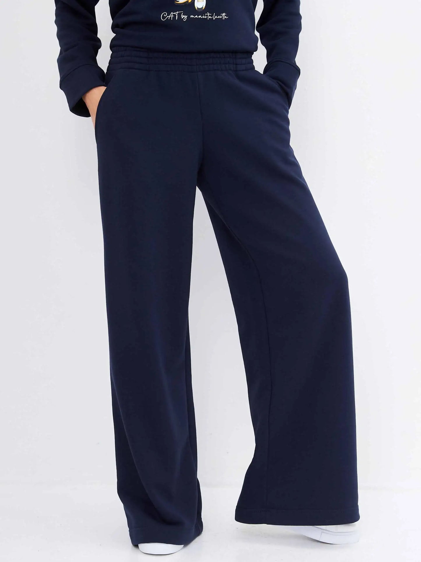 Set: sports chic suit navy with a Cat print Sport Casual Cat