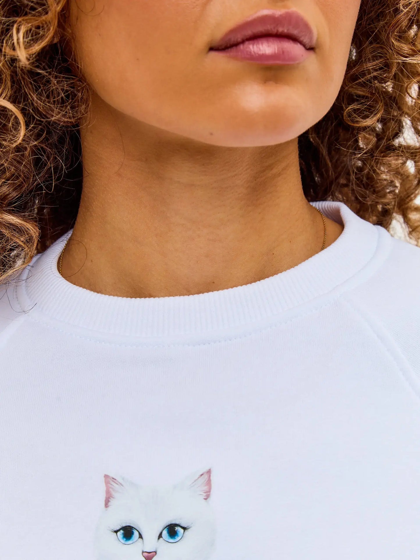 Set: White Printed Sweatshirt MARINER CAT and White Sweatpants