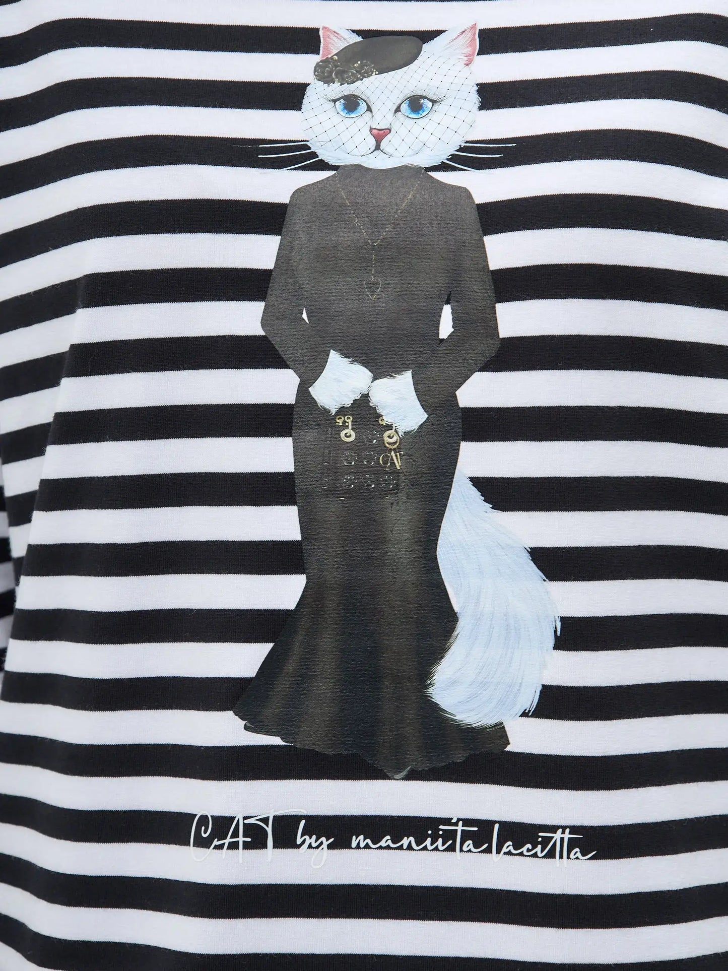 Black Printed Longsleeve CAT IN BLACK - Shirt & Striped shirt