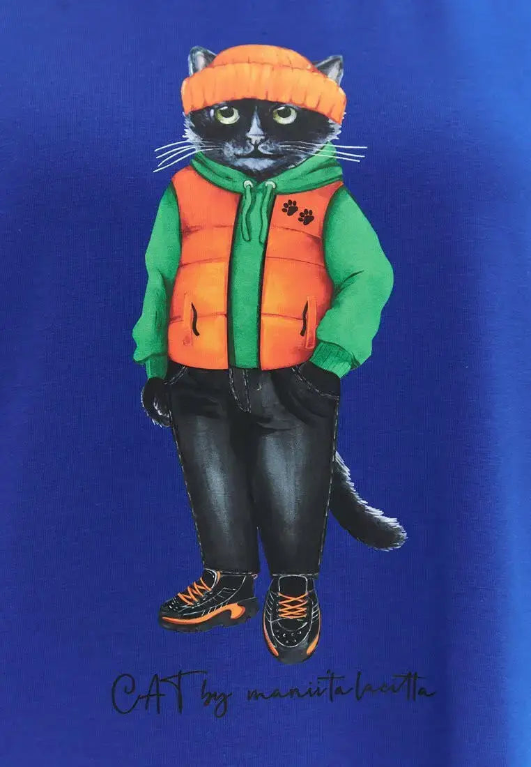 Printed T-shirt HOODIE CAT - Maniita Lacitta