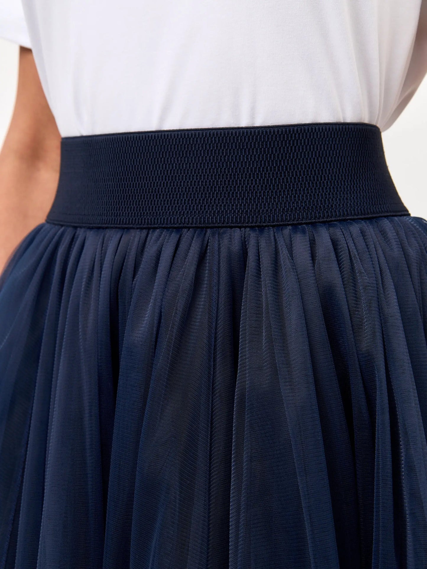 Set: women’s white t-shirt with a mini black cat and a dark blue tulle maxi skirt - Funny Cat | For Cat Lovers | CAT