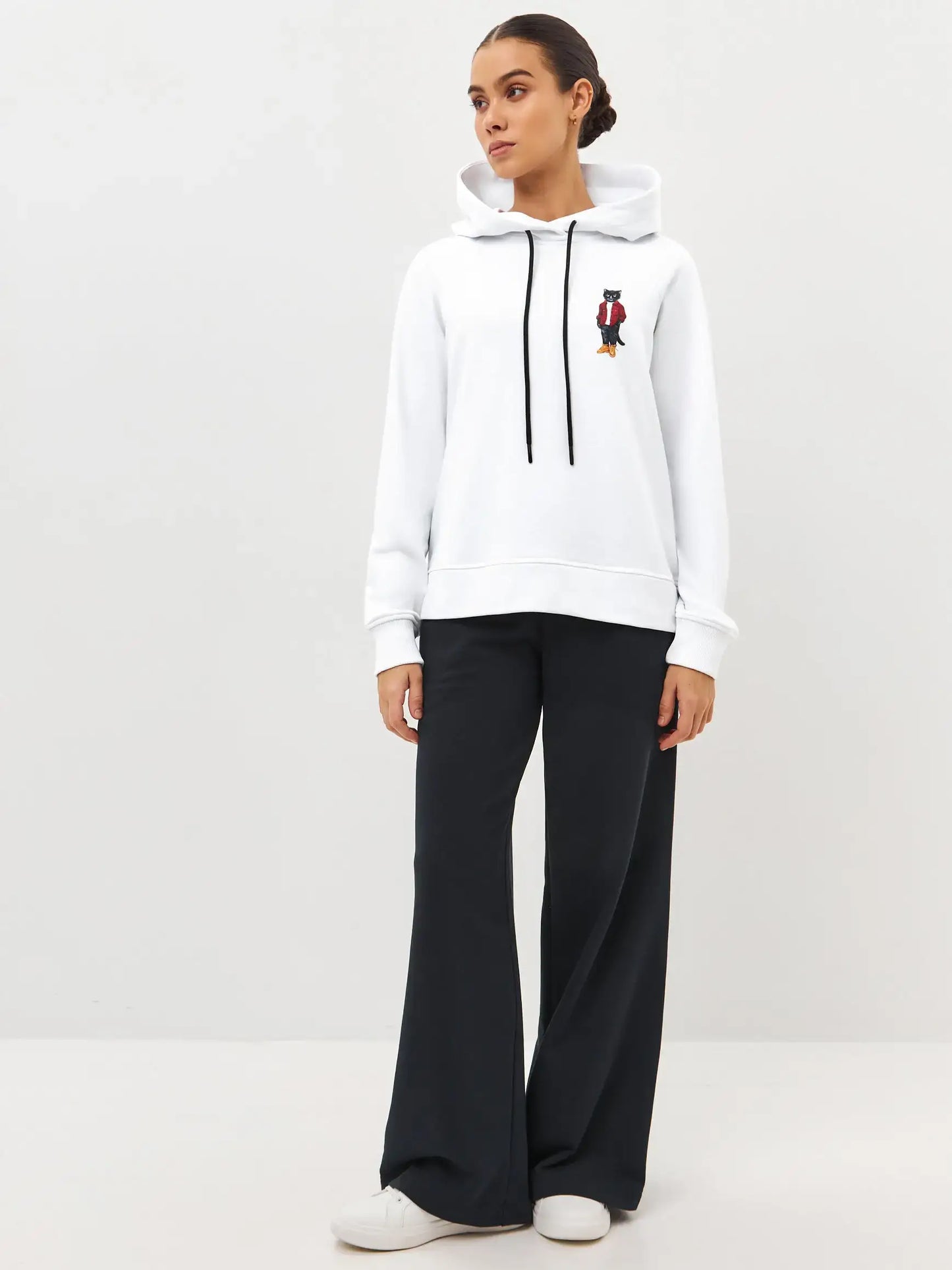 White Printed Hoodie COUNTRY CAT - Hoodie & sweatshirt