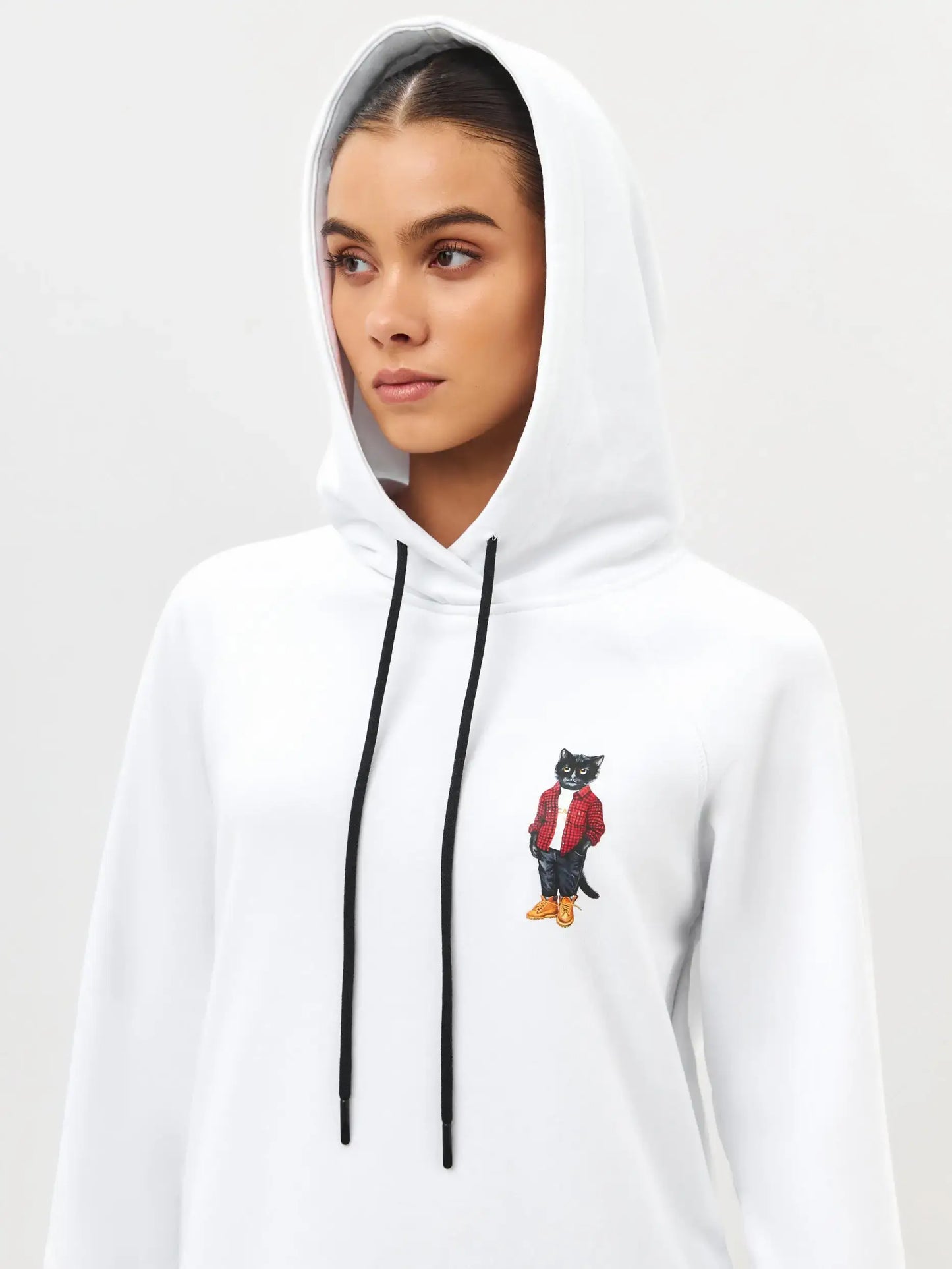 White Printed Hoodie COUNTRY CAT - Hoodie & sweatshirt