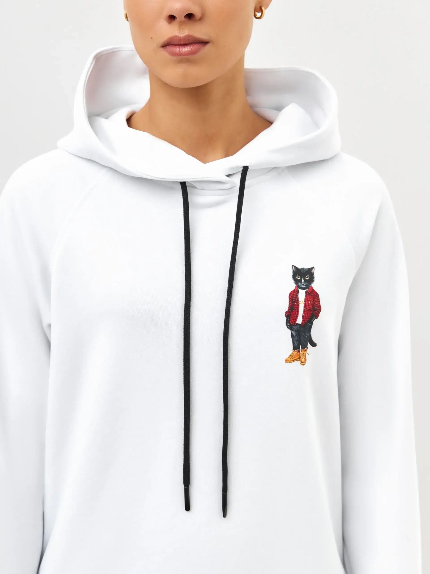 White Printed Hoodie COUNTRY CAT - Hoodie & sweatshirt